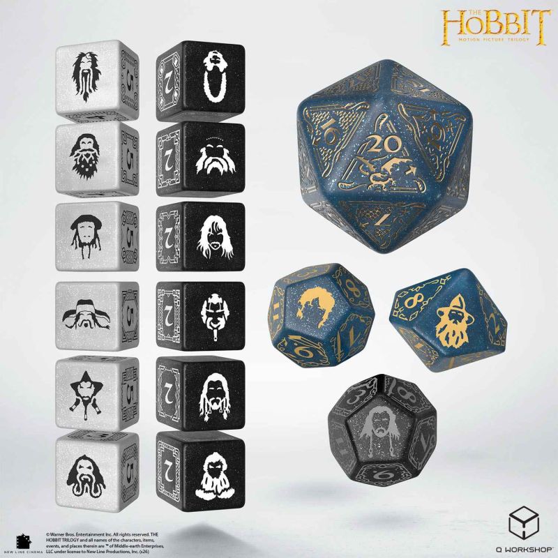 Hobbit TCG Dice Set - Aether Vale Würfelset, D20-Würfel, metallisch, fantasy, the hobbit?, d20 zentrum, Satz Würfel, Skull Symbol, behandelte Würfel