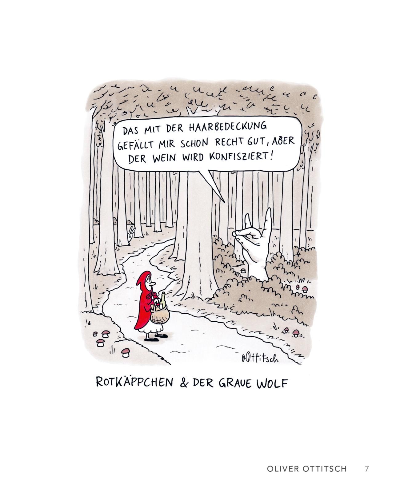 Märchenfigur, Rotes Cape, Waldpfad, Wolfsfigur, Cartoon