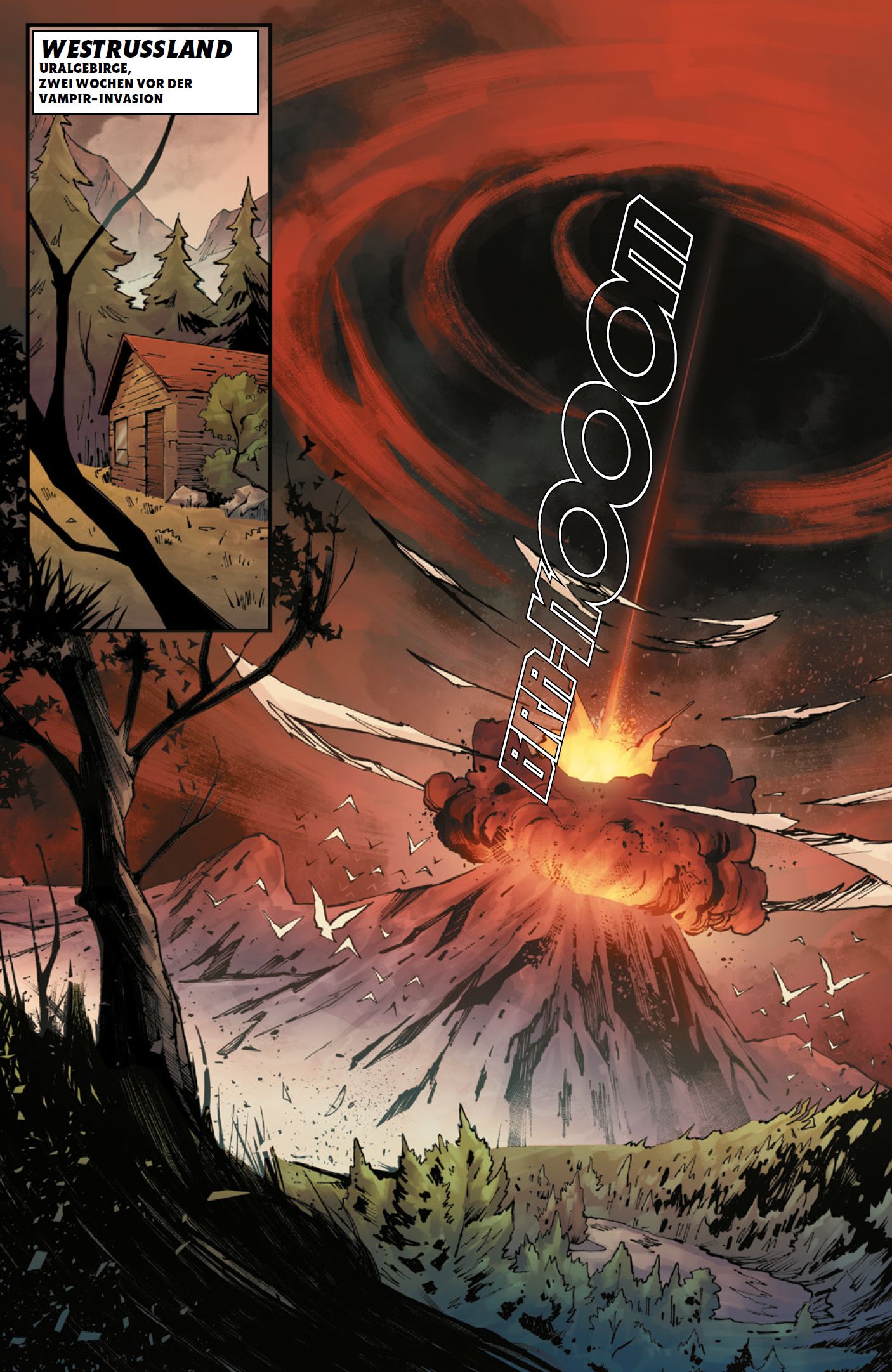 Avengers Bd.4 Vulkan, Ausbruch, Berglandschaft, Explosion, Comic