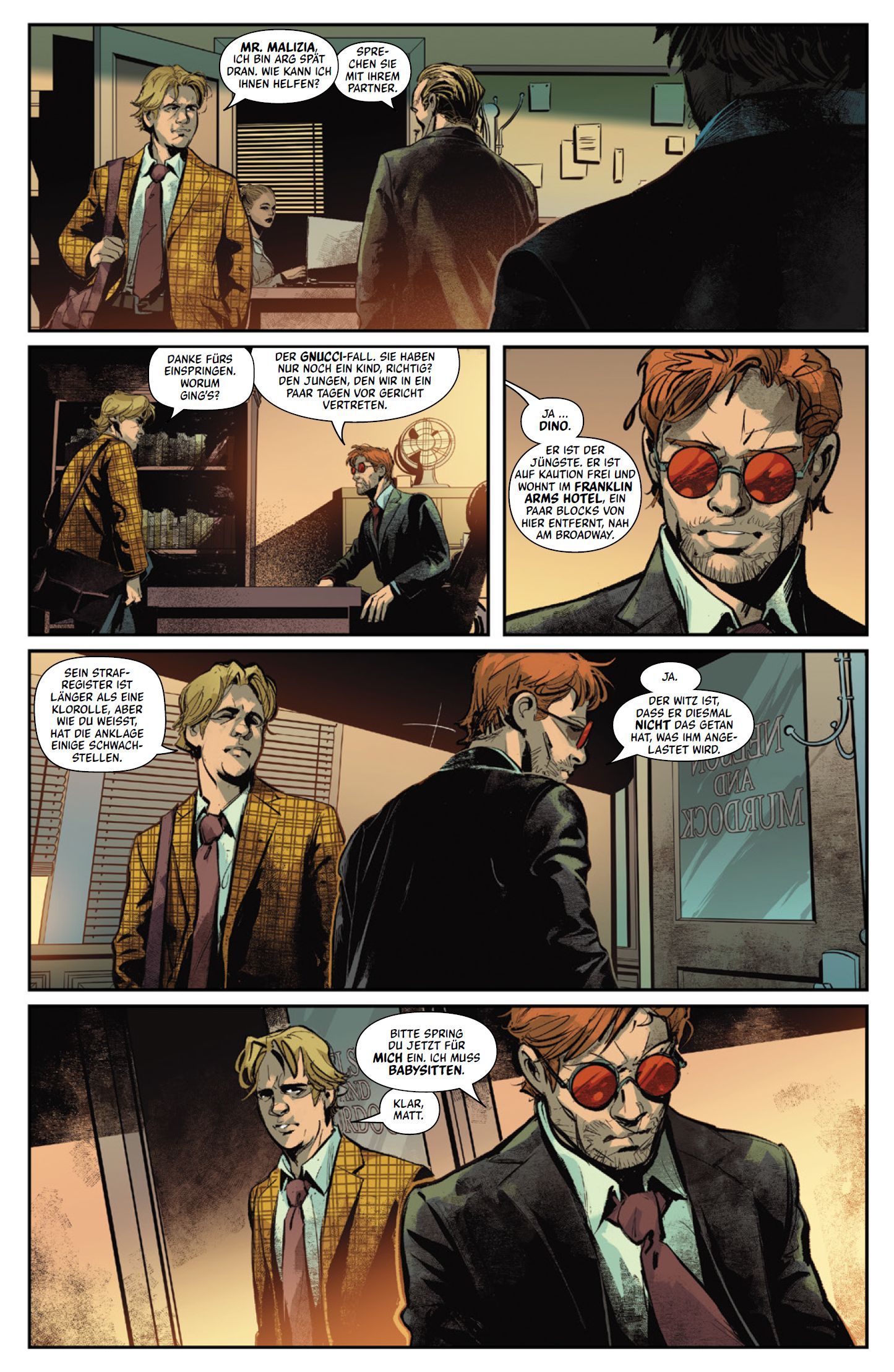 Daredevil/Punisher: Im Visier des Teufels Comic, Panel, Männer, Anzug, Brille