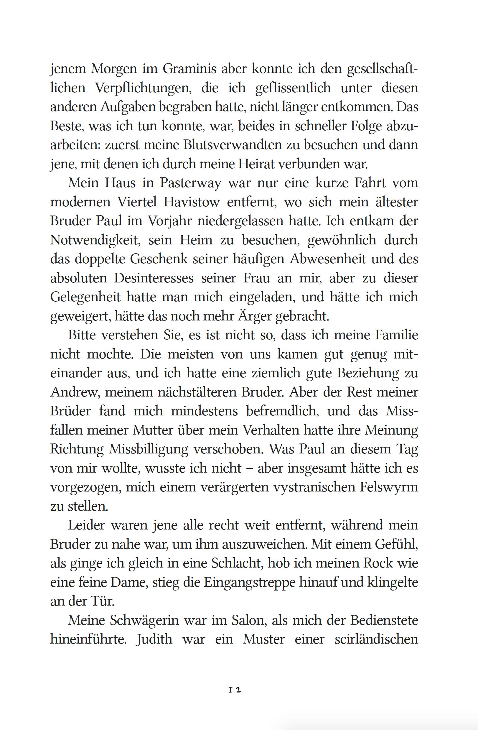 Buchseite, Textseite, Schriftbild, Deutscher Text, Seitenzahl 12