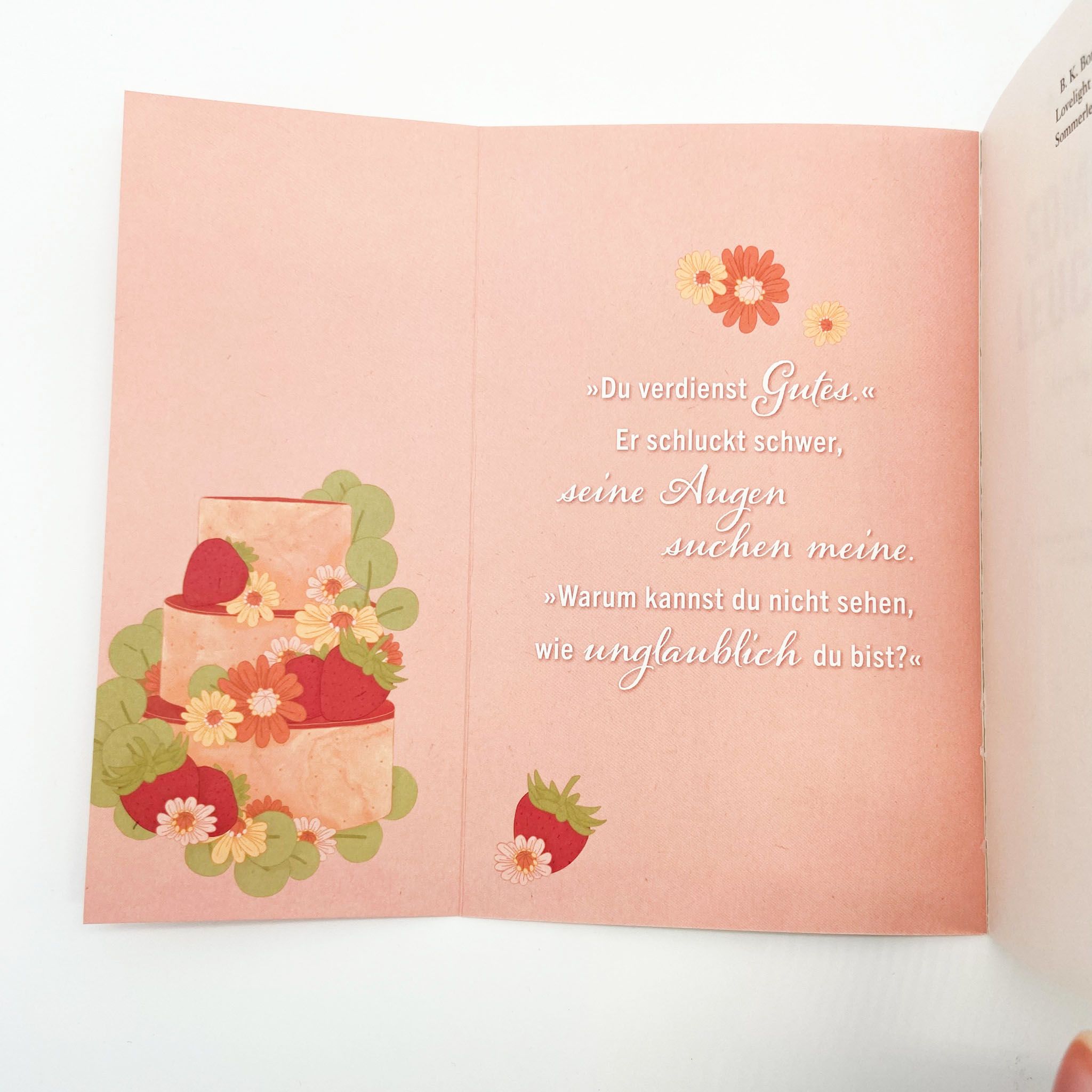 Lovelight Farms Bd.3: Sommerleuchten Karte, Hochzeit, Blumen, Hochzeitstorte, Rosa Hintergrund