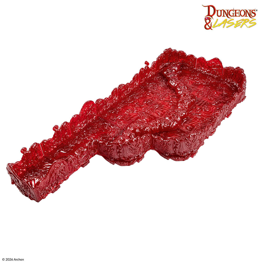 Fantasy-Gelände, Tabletop-Miniatur, rotes Kunststoff, Dungeon-Boden, strukturierte Oberfläche