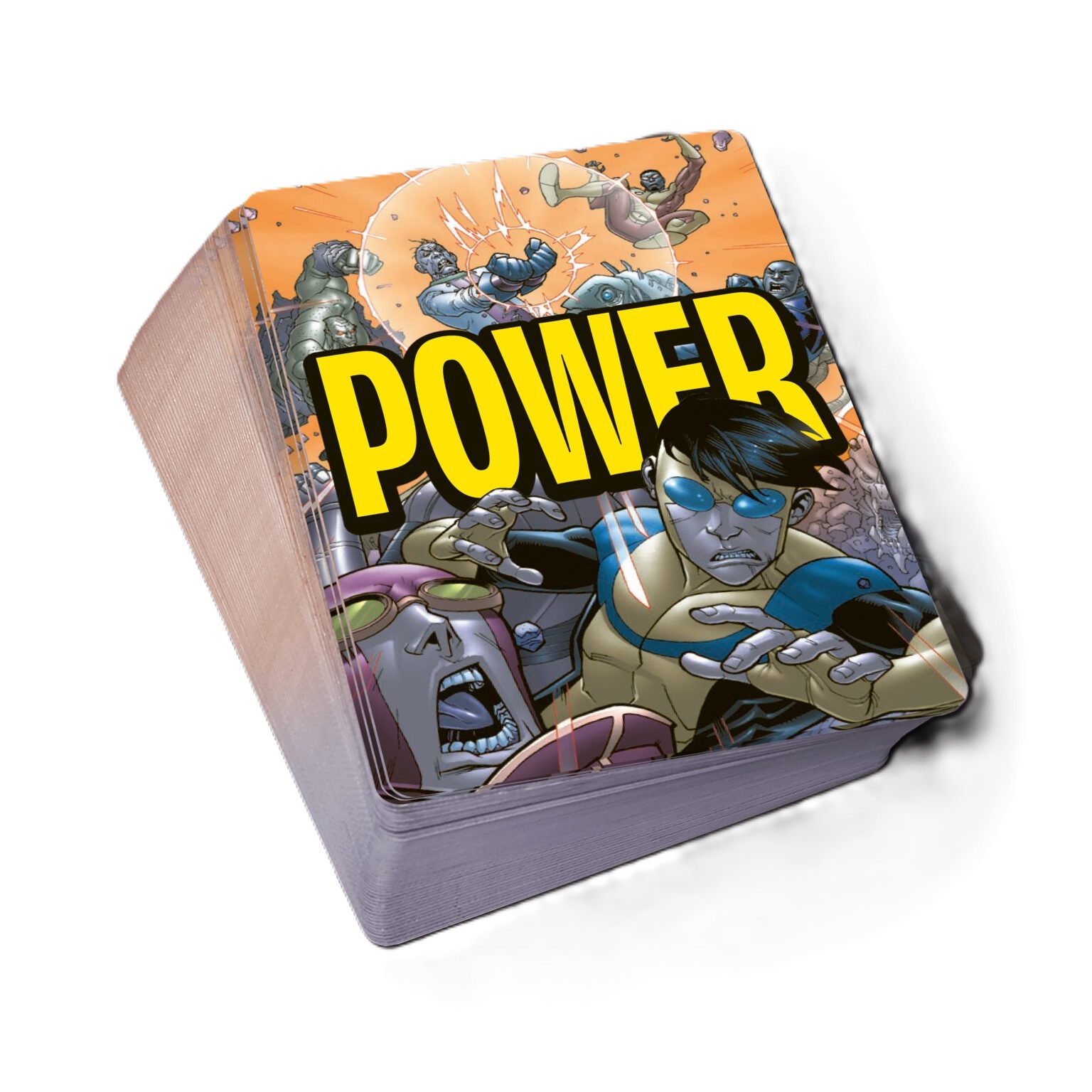 Comic, Power, Superheld, Kartenstapel, Illustration