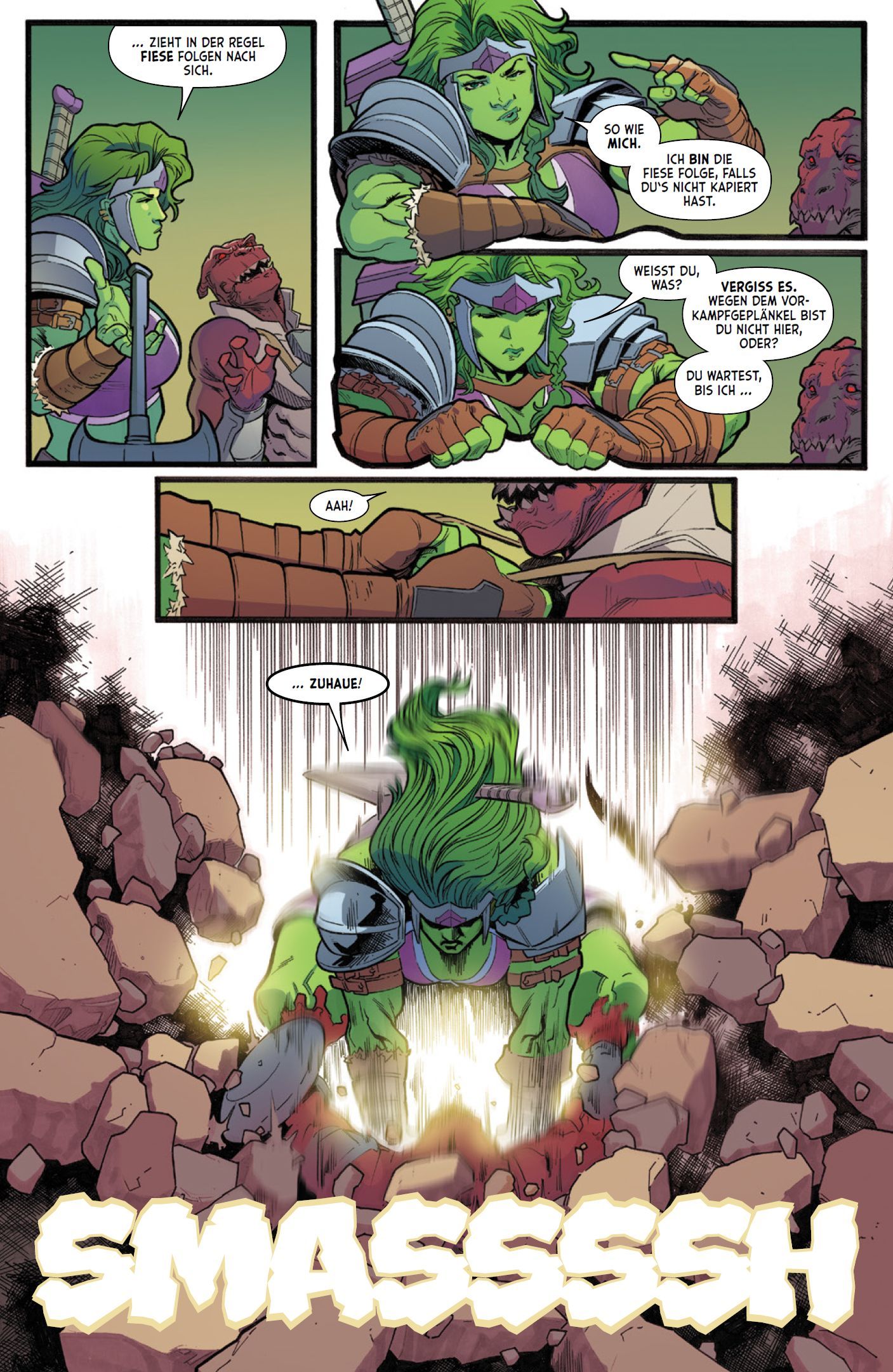 Imperial - Ein intergalaktisches Marvel-Event Bd.2 orc, grüne haut, rüstung, schwert, krach, zerschellen, faust, kampf, comic panel, monster