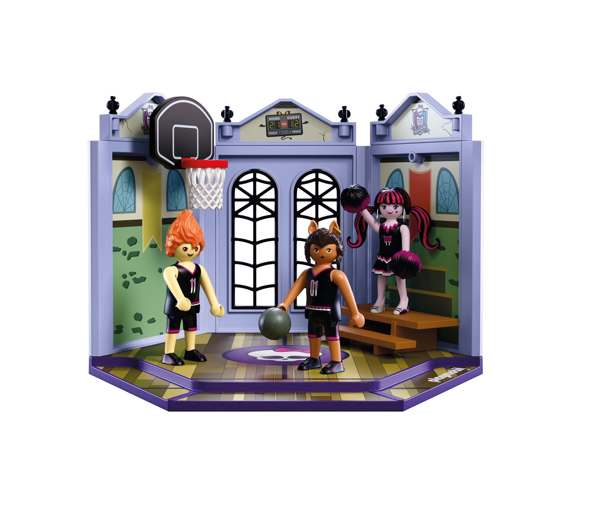 Playmobil: Monster High - Sporthalle Basketball, Mini-Figur, Spielset, Basketballkorb, Indoor-Court