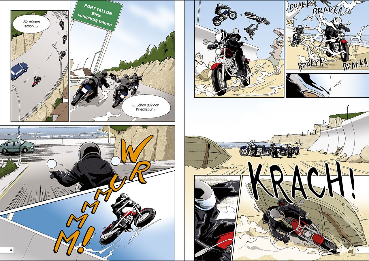 Alex Rider Bd.1: Stormbreaker Motorrad, Motorradfahrer, Straßenkurve, Sandküste, Stunts