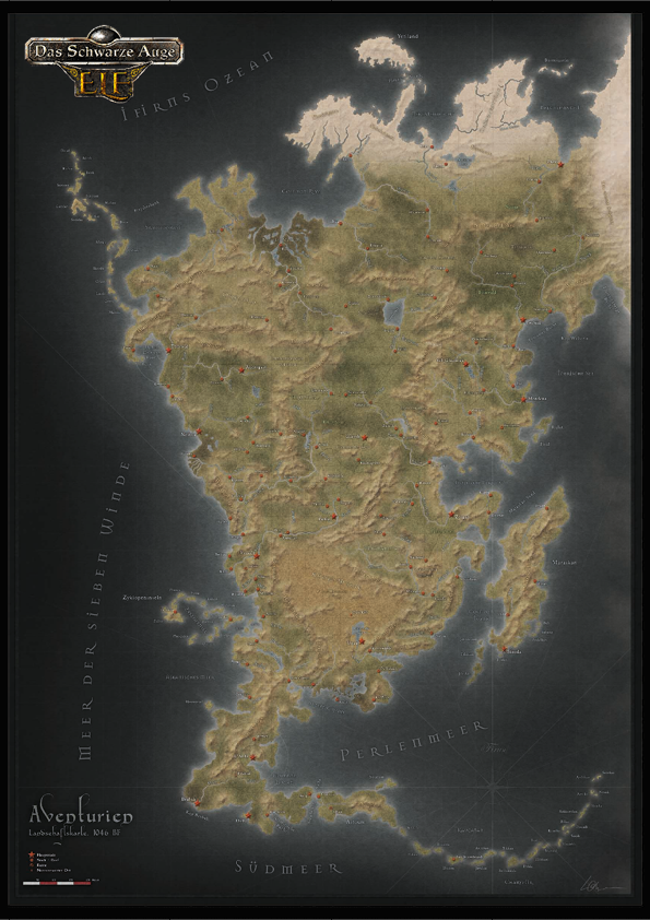 DSA: Aventurien Stoffkarte Diagramm, Handlung, Landkarte, Land, Atlas