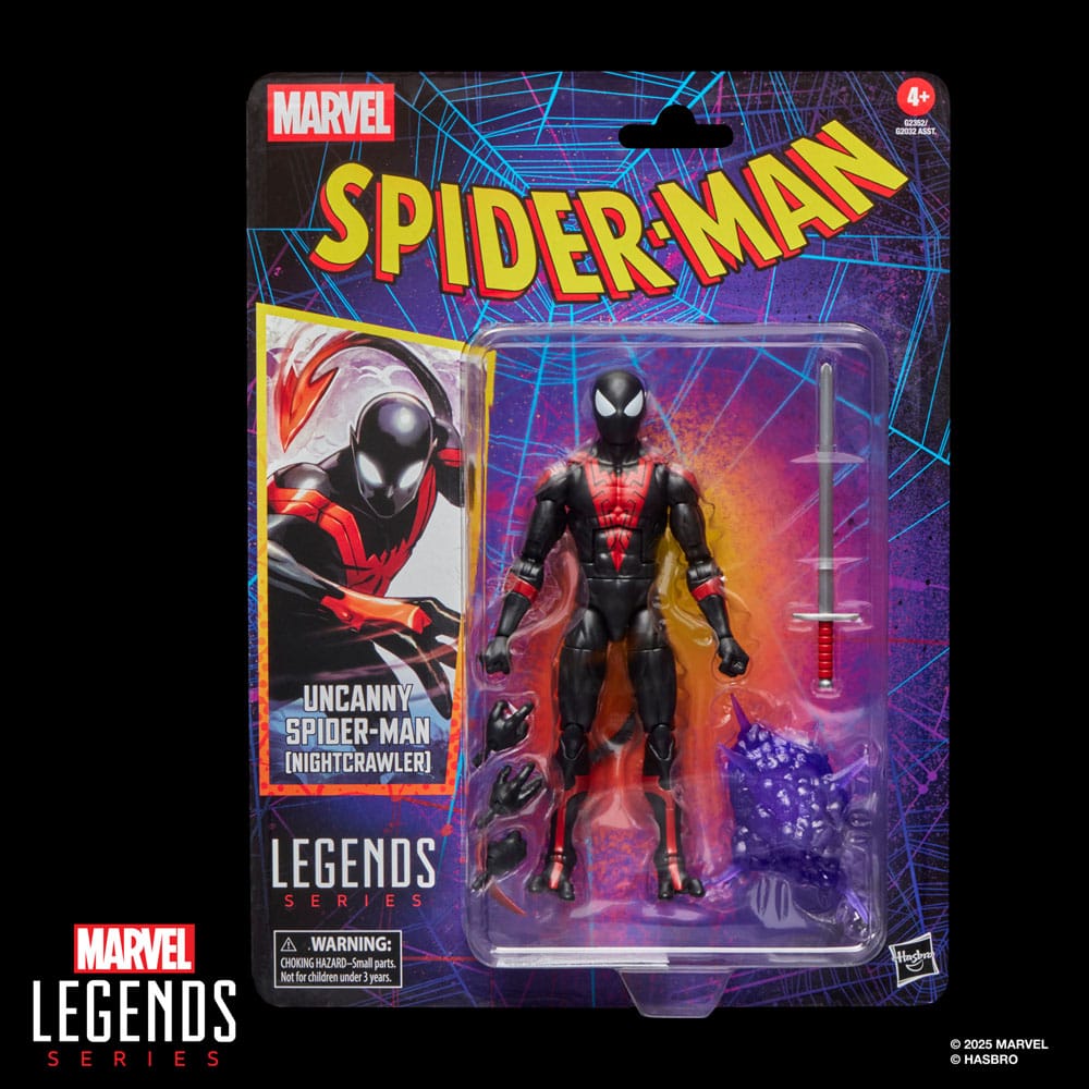 Marvel Legends AF: Spider-Man - Uncanny Spider-Man (Nightcrawler) Spider-Man Actionfigur, Uncanny Spider-Man, Nightcrawler Figur, Legends Series, Schwert-Beigabe