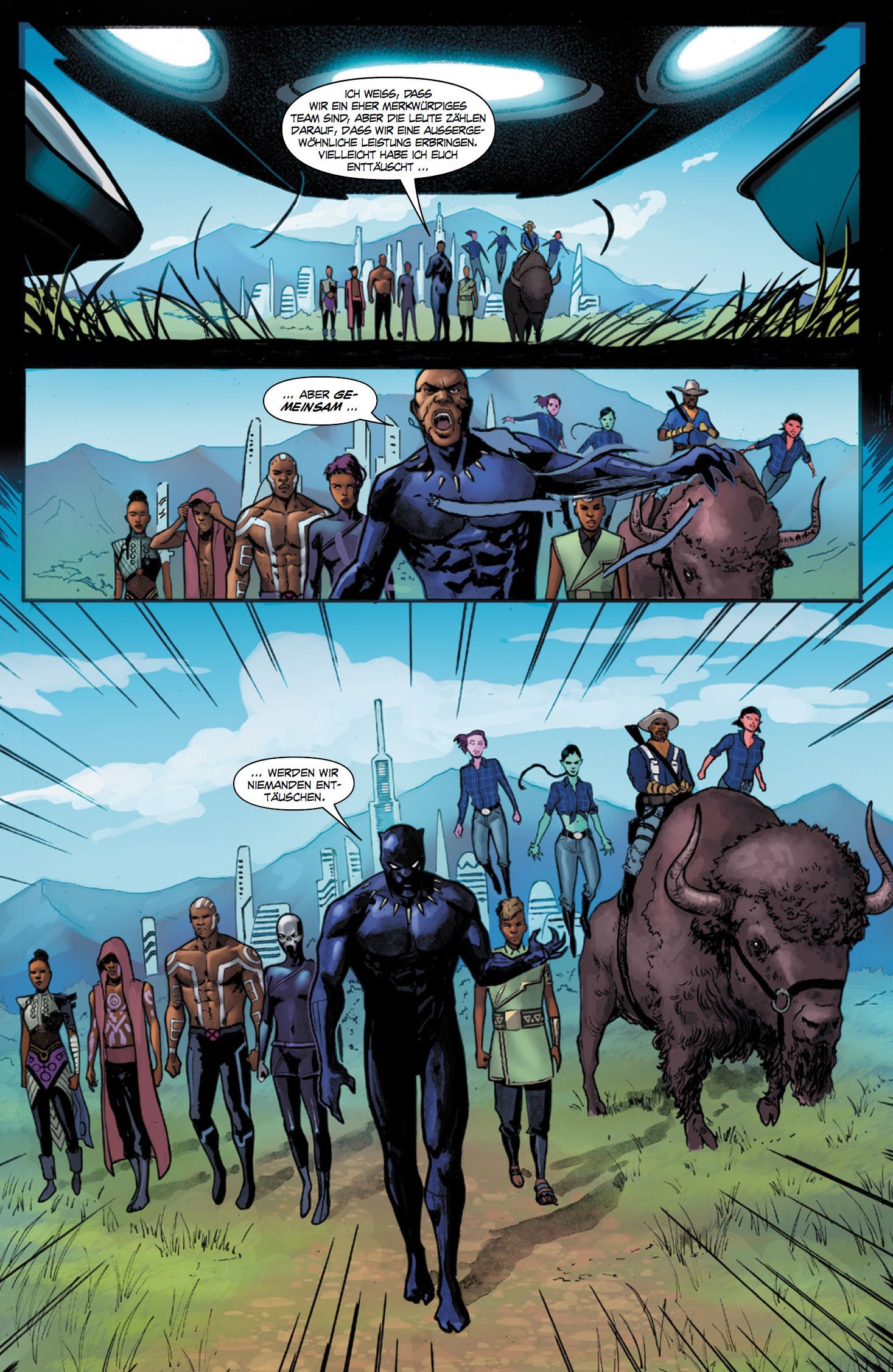 Black Panther Bd.3: Verbannt! 2022 Superheld, Black Panther, Gruppe von Charakteren, Außerirdische Skyline, Mutierte Klaue/Tier