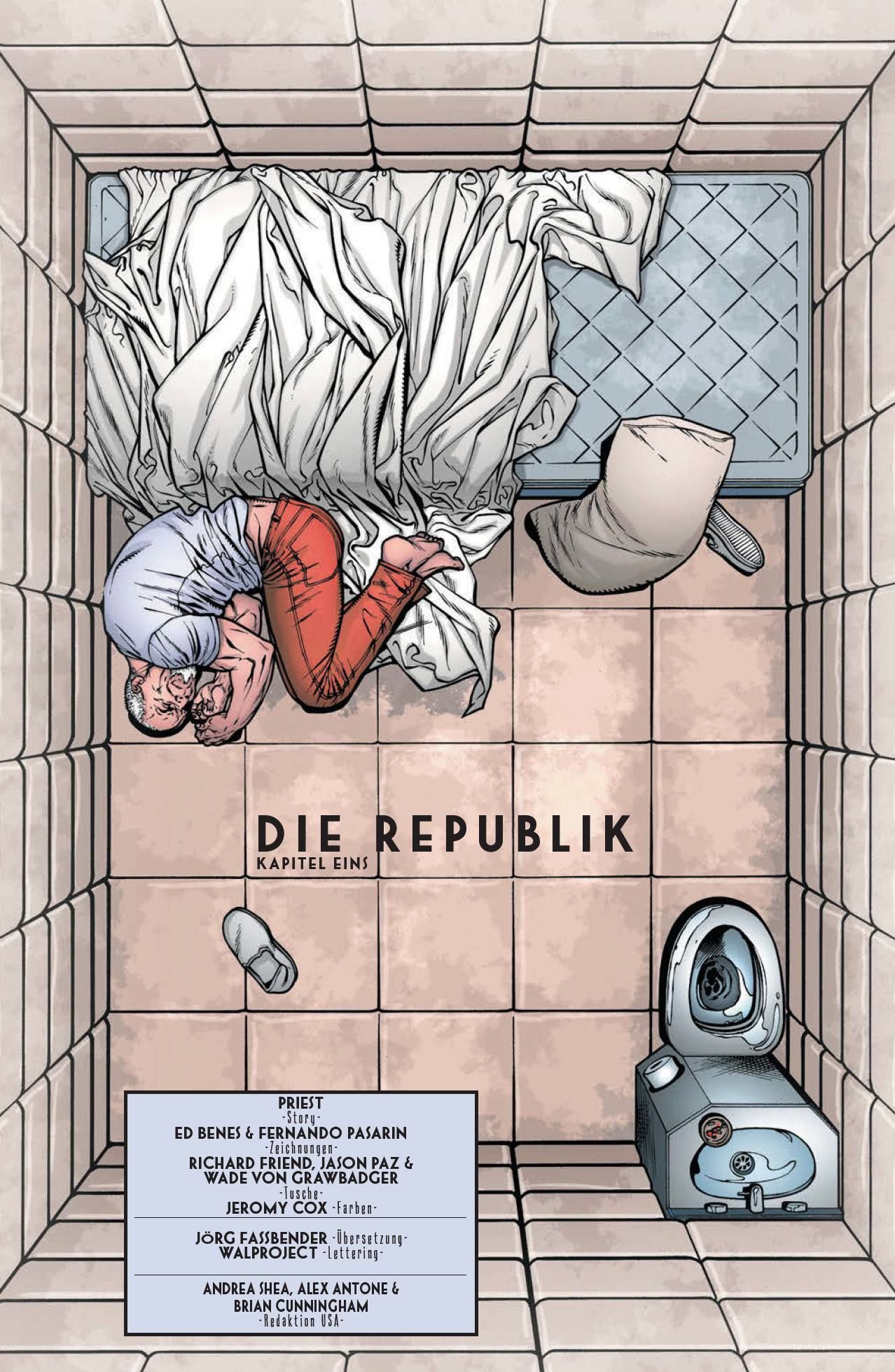 illustration, comic, mattress, tiled room, man sleeping