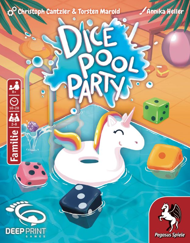 Partyspiel, Einhorn, Pool, Würfel, Familienspiel