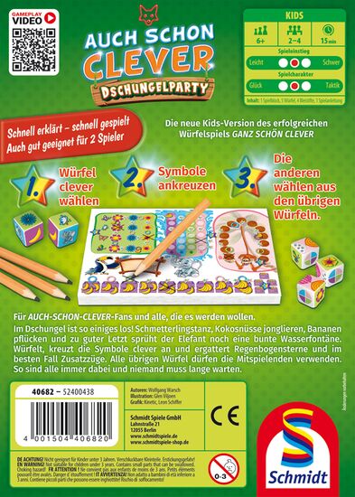 Auch schon Clever - Dschungelparty Werbung, Plakat, QR-Code