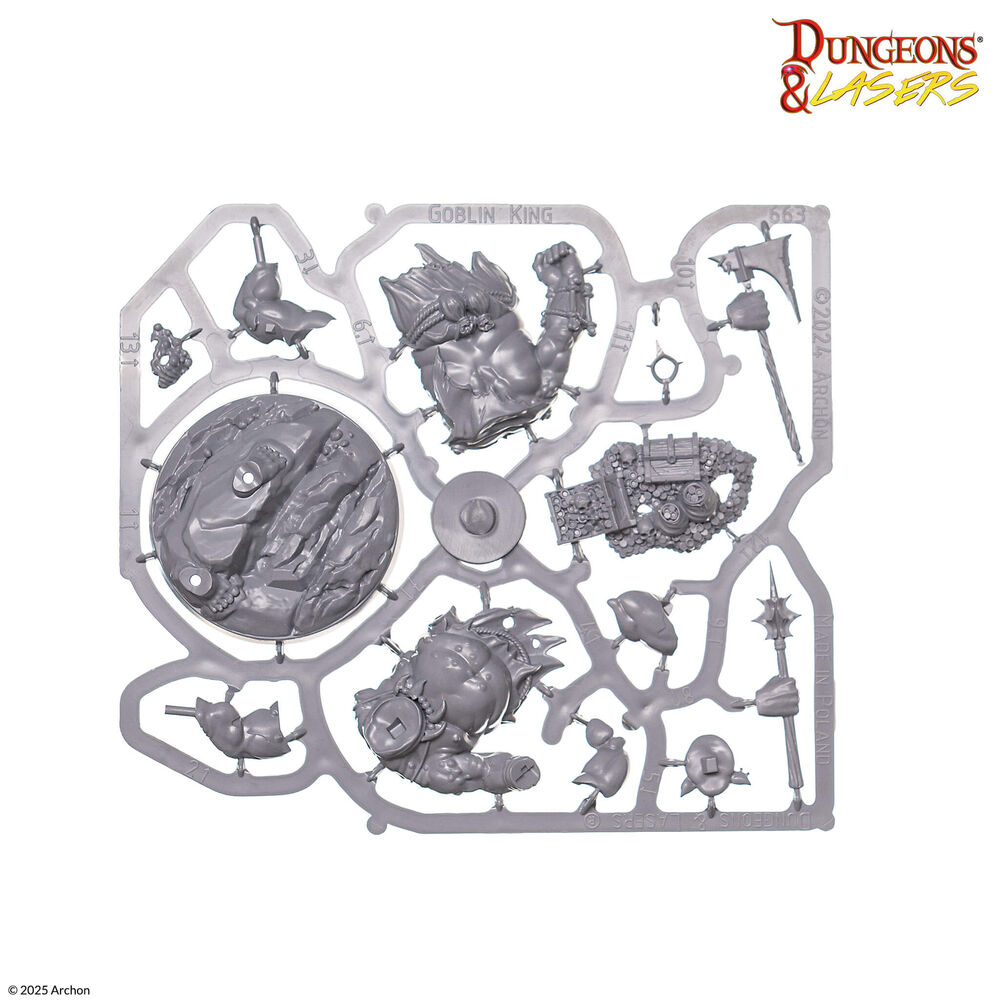 Dungeons & Lasers: Goblin King Miniatur, Figur, Goblin, Grundplatte, Gussrahmen