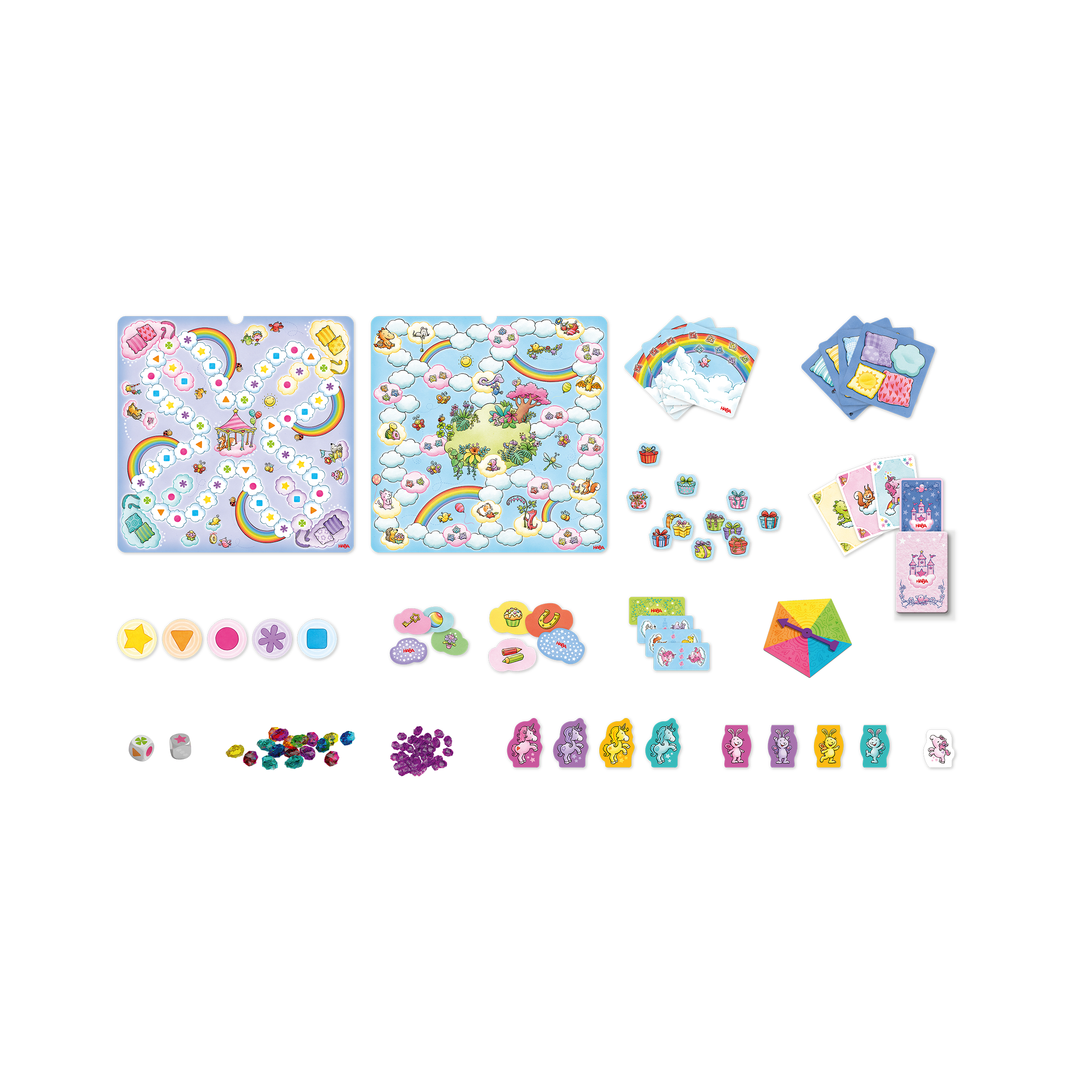 Einhorn Glitzerglück-Spielesammlung brettspiel, puzzle, regenbogen, karten, chips