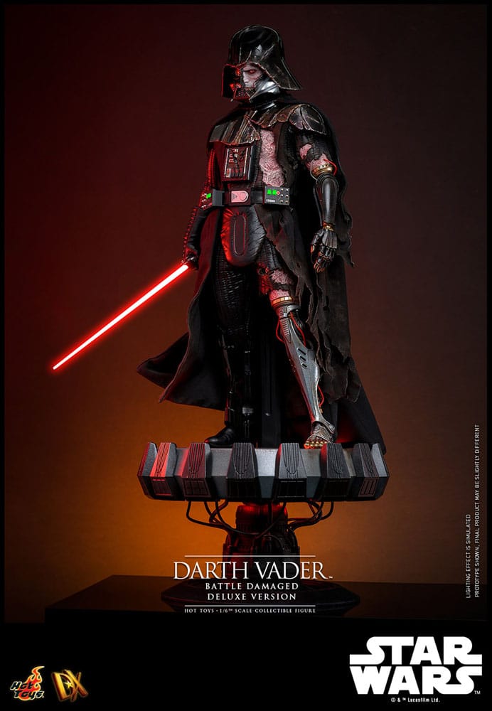 Star Wars AF: Darth Vader (Battle Damaged) Deluxe 35cm Darth Vader, Kostüm, Sith, Lichtschwert, Figur