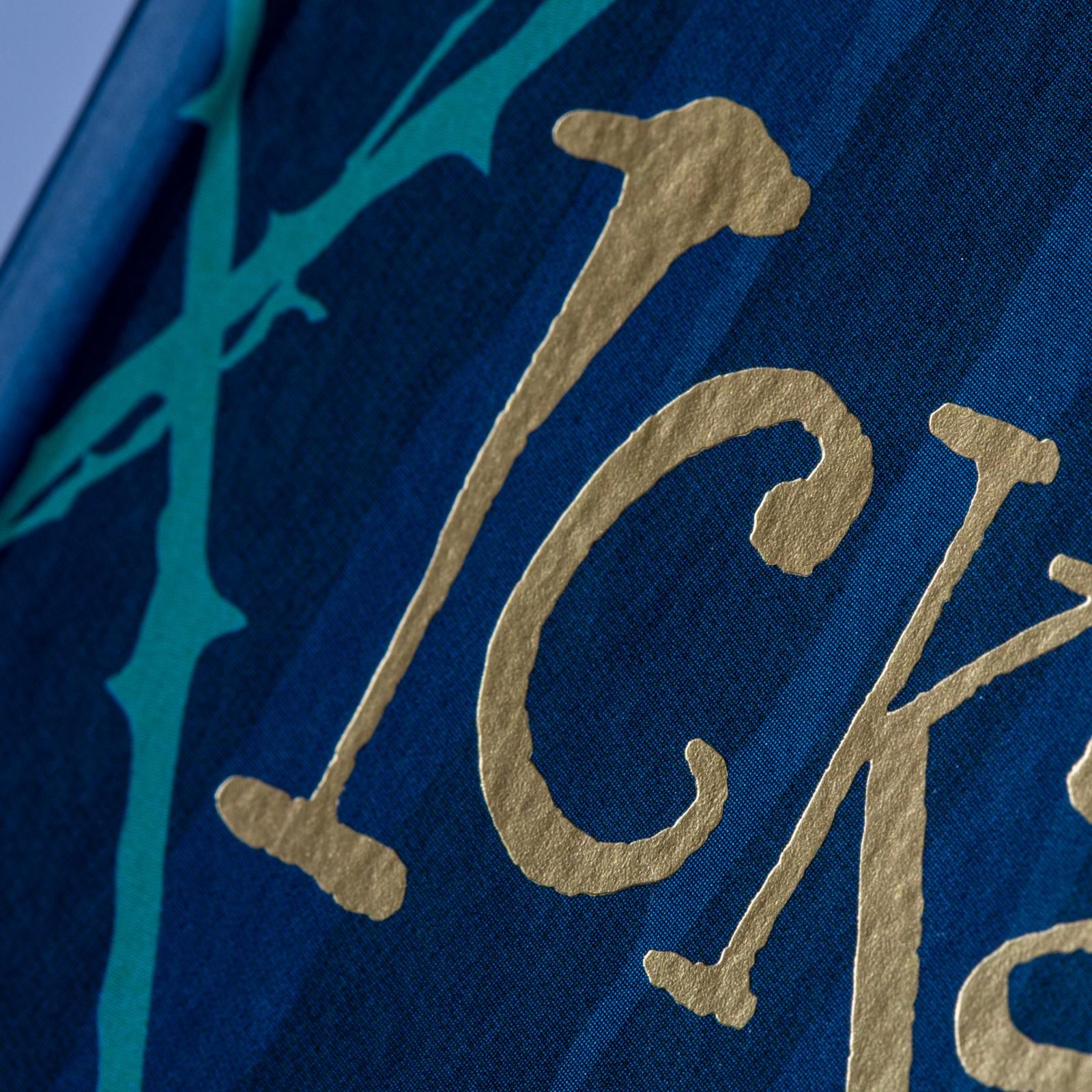 textured, gold foil, blaues Gewebe, Beschriftung, Druck