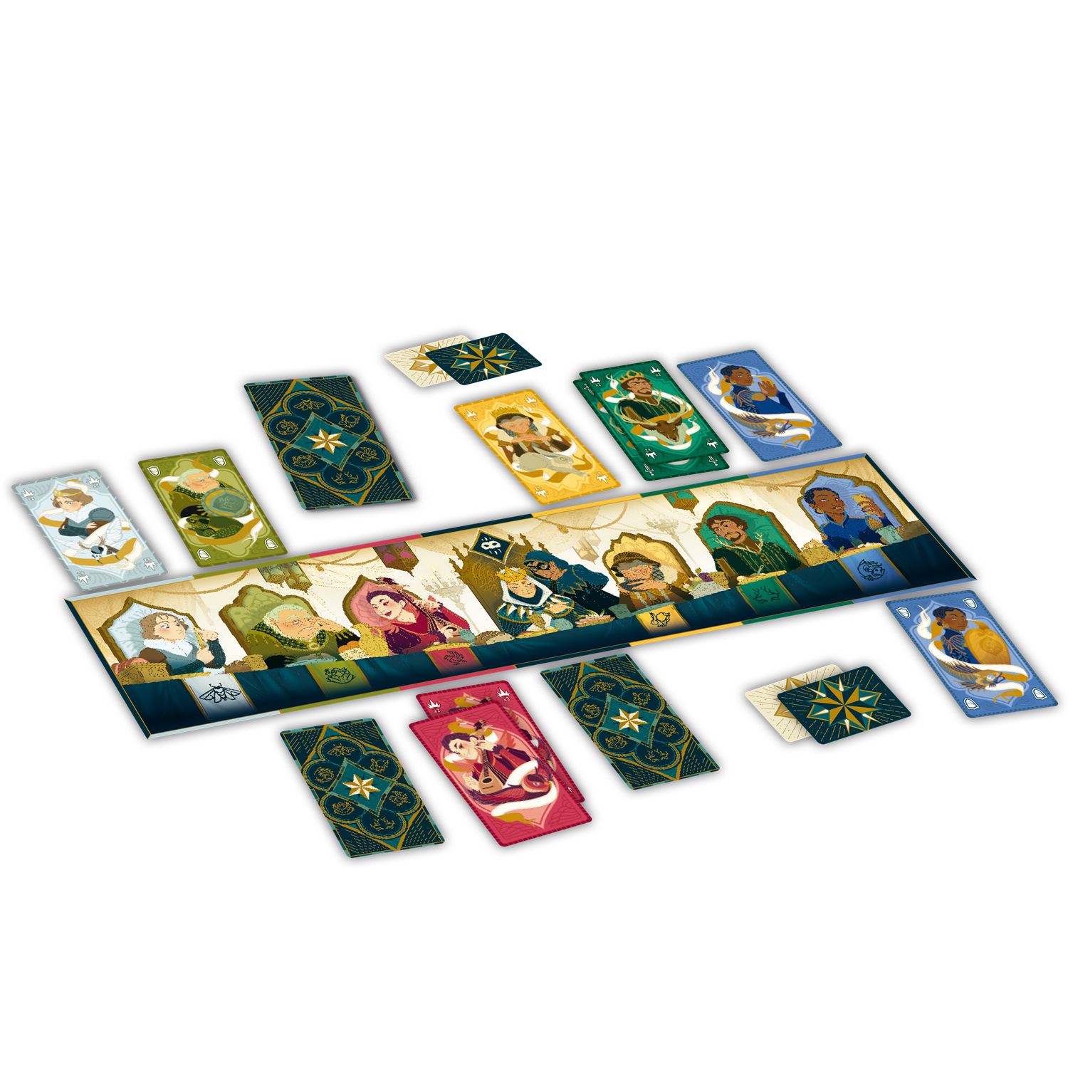 Brettspiel, Kartenspiel, Kartendeck, illustrierte Karten, Festliches Szene