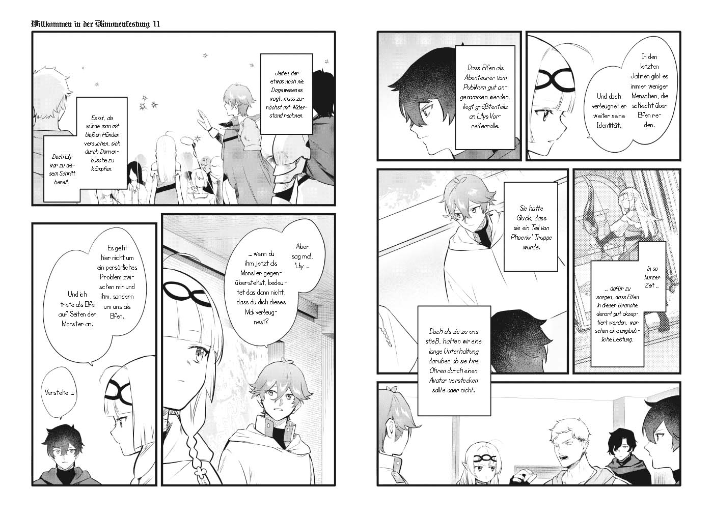 Willkommen in der Dämonenfestung Bd.11 Manga Panel, Schwarz-Weiß, Charaktere, Kämpfe, Sprechblasen
