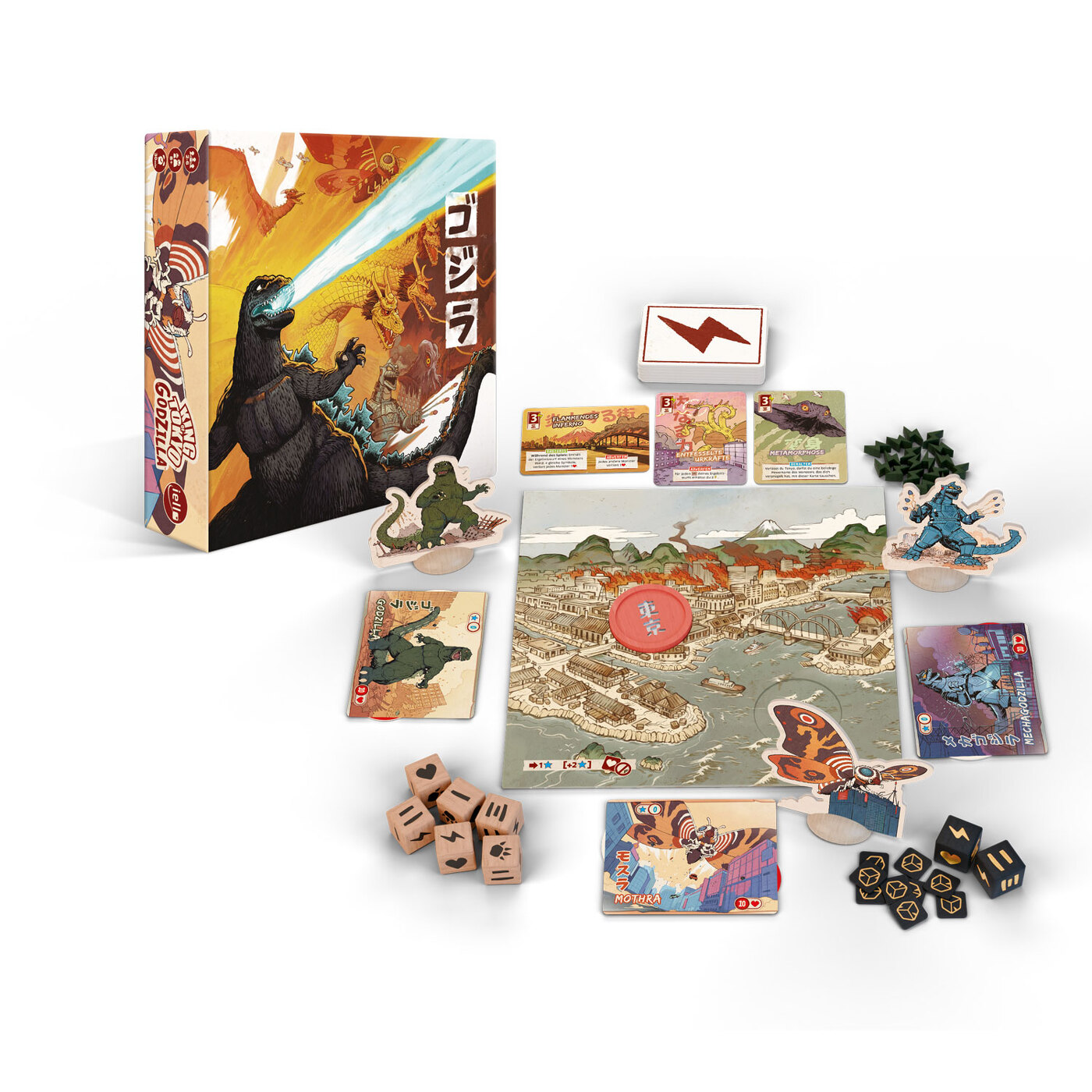 King of Tokyo: Godzilla Brettspiel, Mittleres Brettspiel, Godzilla-Thema, Miniaturen, Würfelset