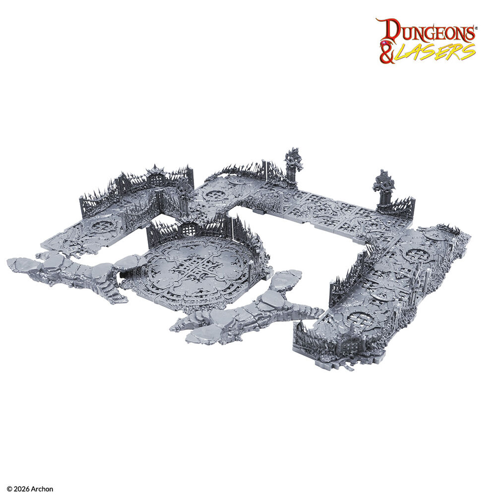 Dungeons & Lasers: Combat Arena Tabletop-Spielgelände, Dungeon-Kulisse, Kunststoff, Grau, Modulare Spielplatten