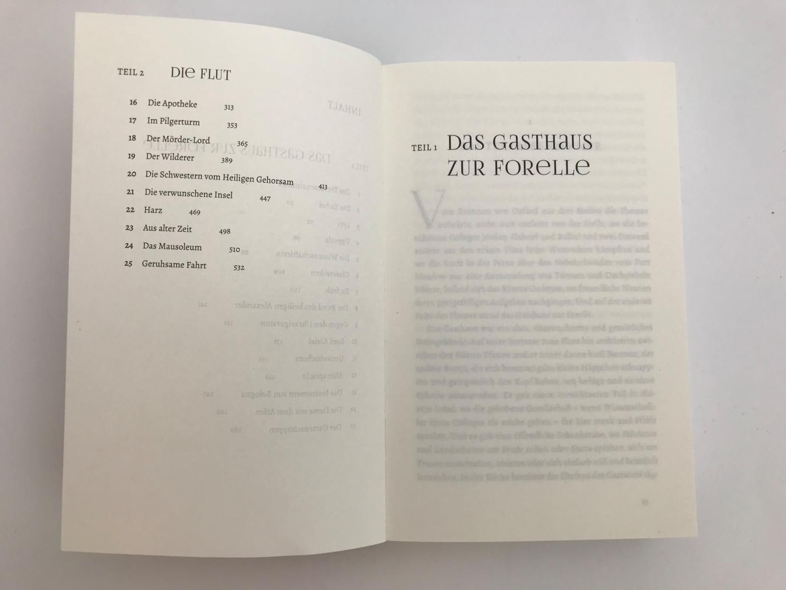 Buch, offen, Seiten, Inhaltsverzeichnis, deutscher Text