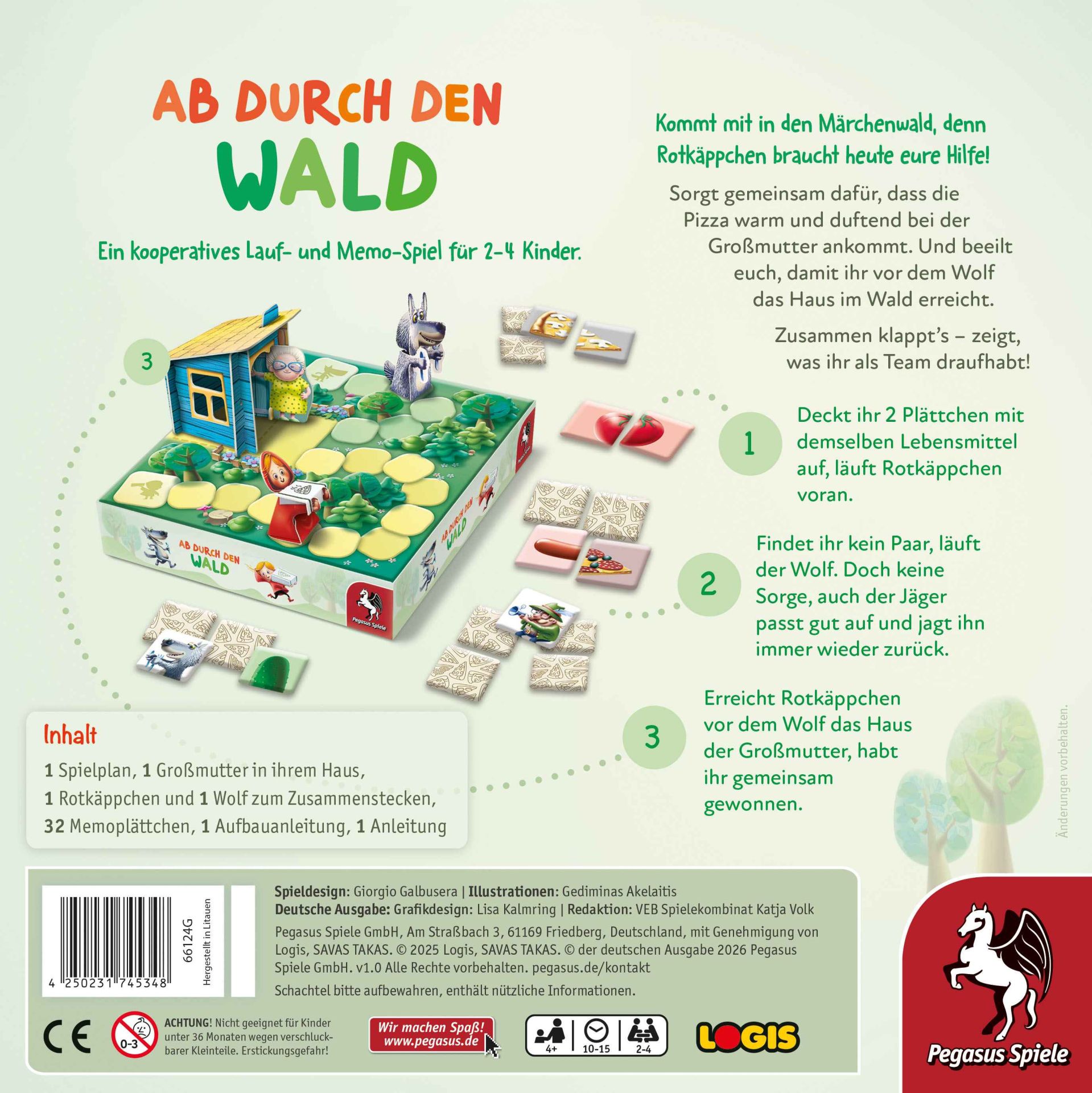 Ab durch den Wald Brettspiel, Kinder, Wald, Karten, Spielfiguren