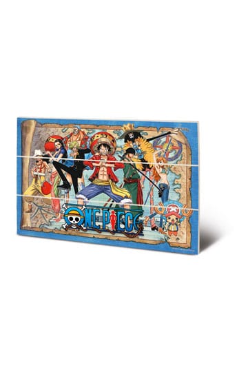 One Piece: Holzdruck Straw Hat Pirates Map 20x30cm