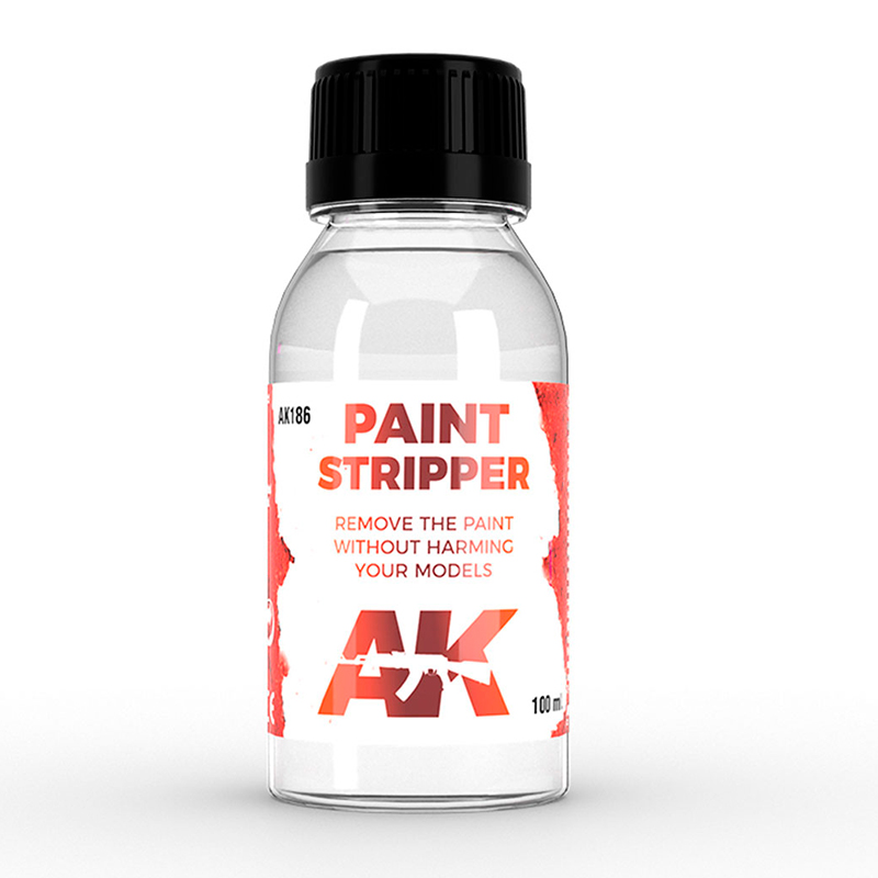 AK: Paint Stripper Farbentferner, Chemikalie, Transparente Flüssigkeit, Flasche 100 ml, Etikett AK186