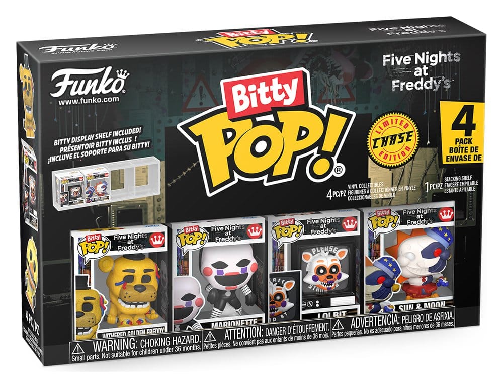 Five Nights at Freddy's: POP Bitty 4er Set Withered Golden Freddy/Marionette/Lolbit/Sun&Moon Figure, Funko Pop, Vinyl figure, Collector set, Figure set
