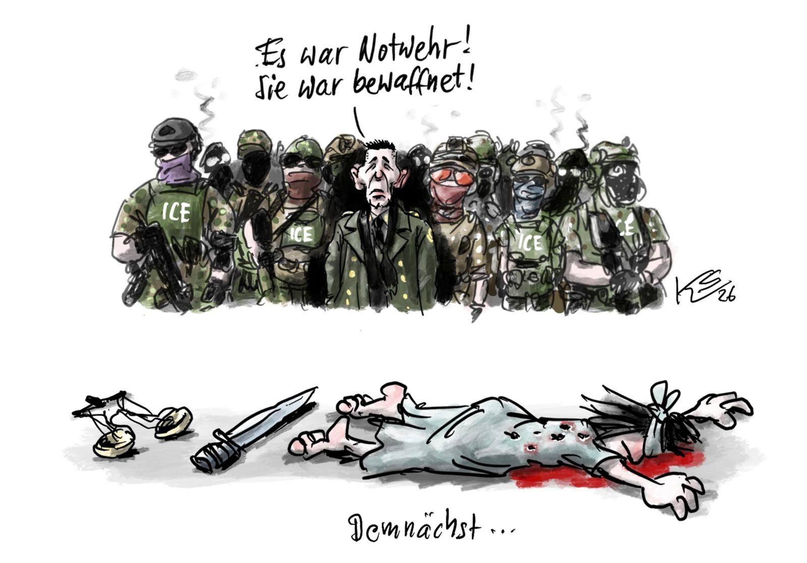 Beste Bilder 17 - Die Cartoons des Jahres 2026 Militär, ICE, Soldaten, Kämpfer, Opfer