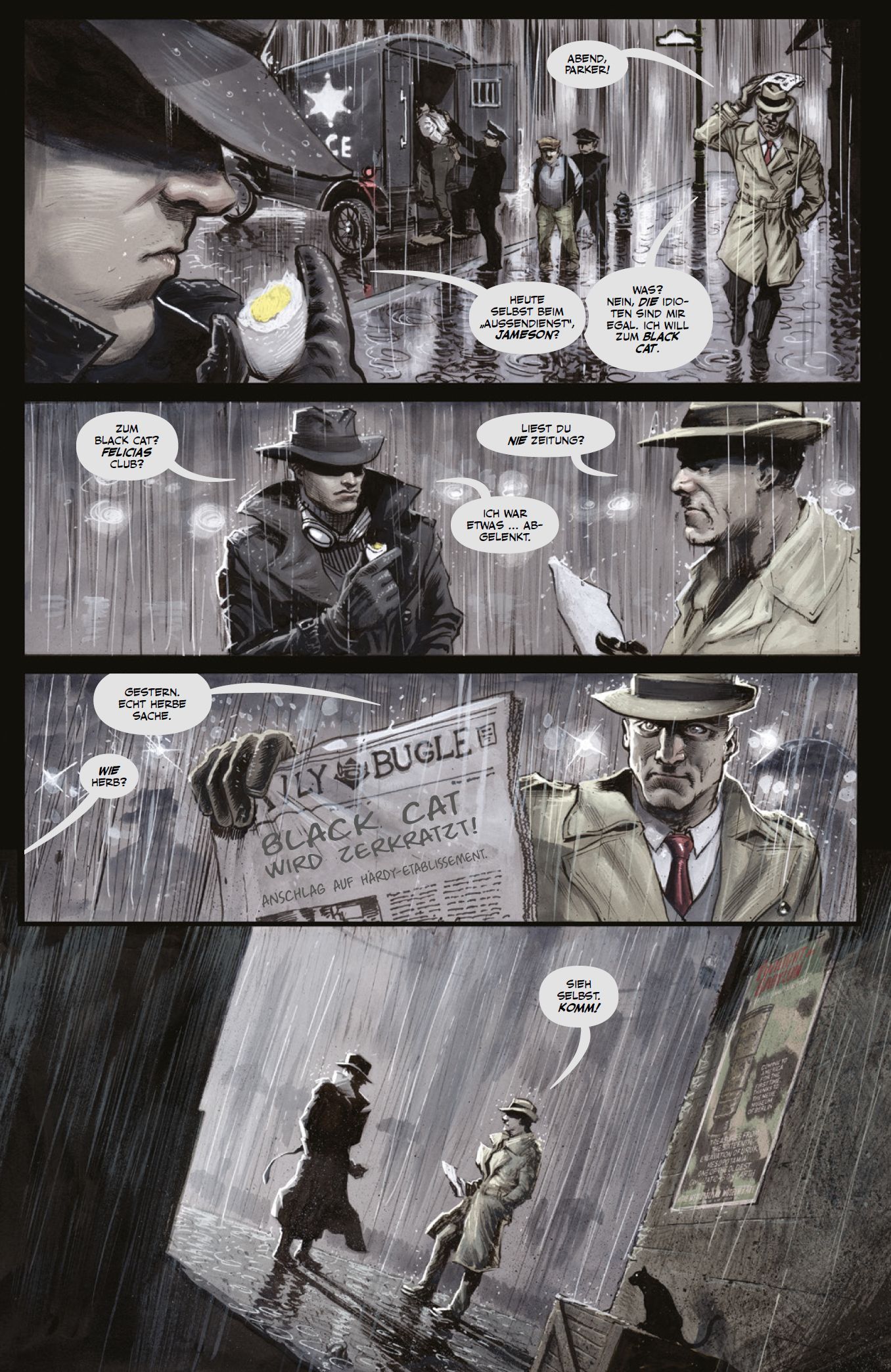 Schnee, Regen, Detektiv, Zeitung, Trenchcoat