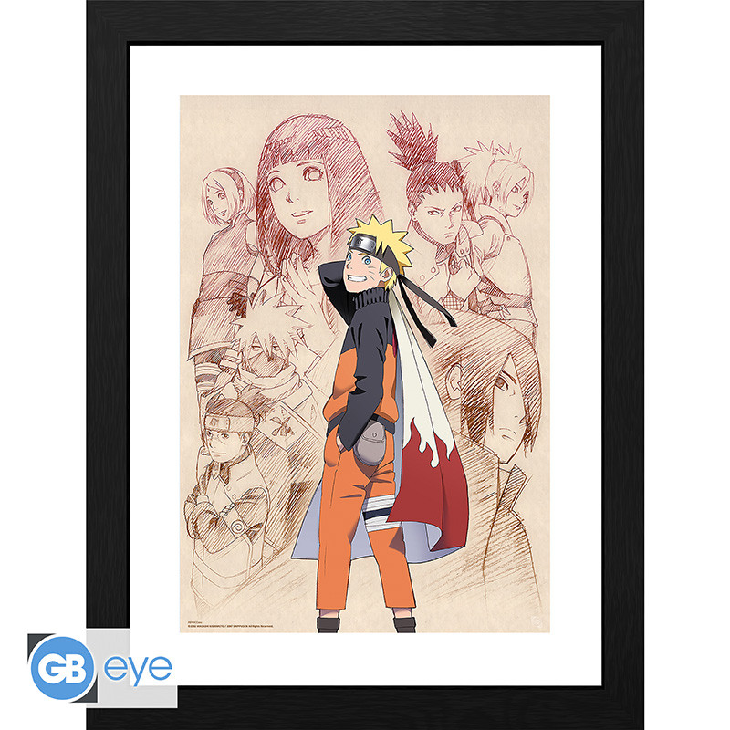 Naruto: Poster Naruto & Freunde gerahmt Buch, Comics, Veröffentlichung, Person, Gesicht