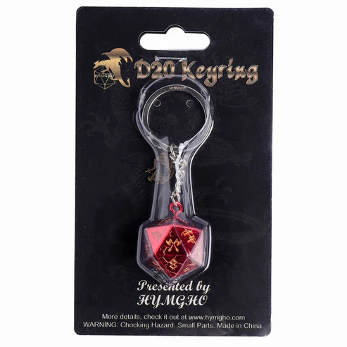 D20 Keychain Dragon Charm Barbarian Red