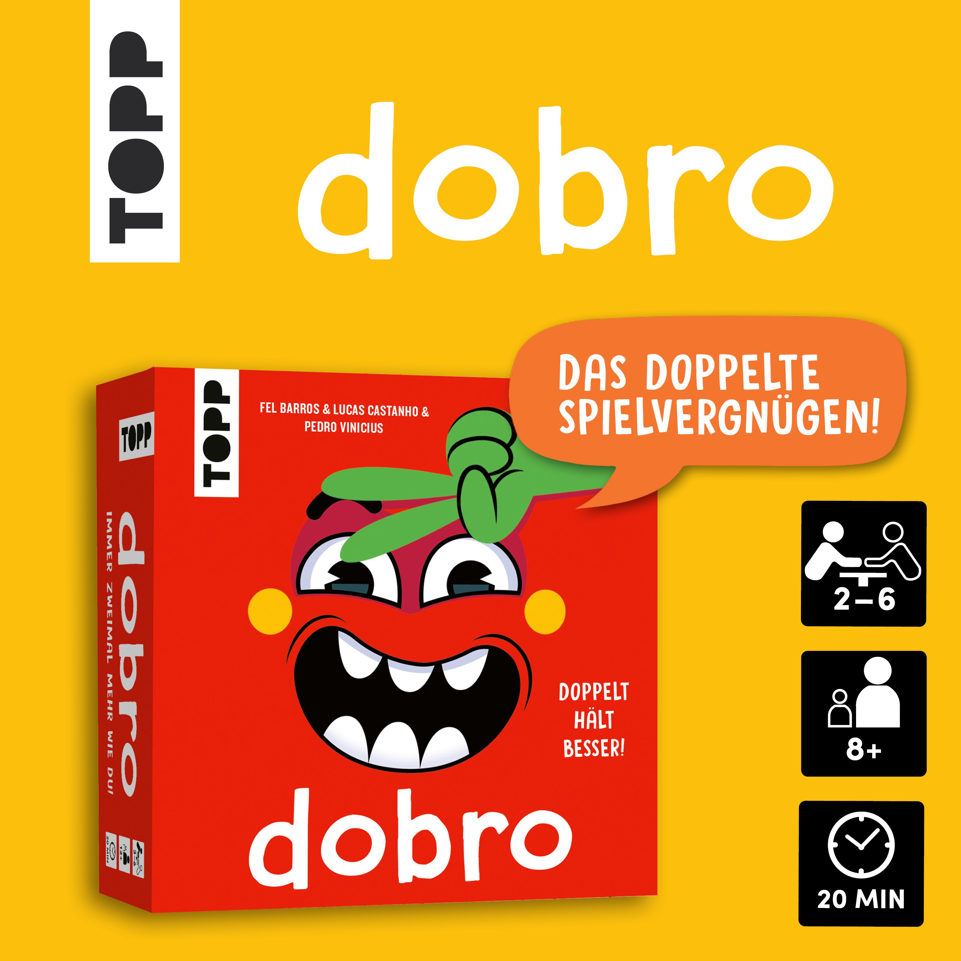 Dobro Kinderspiel, Kartenspiel, Dosenfrucht, Rot, Humorfigur