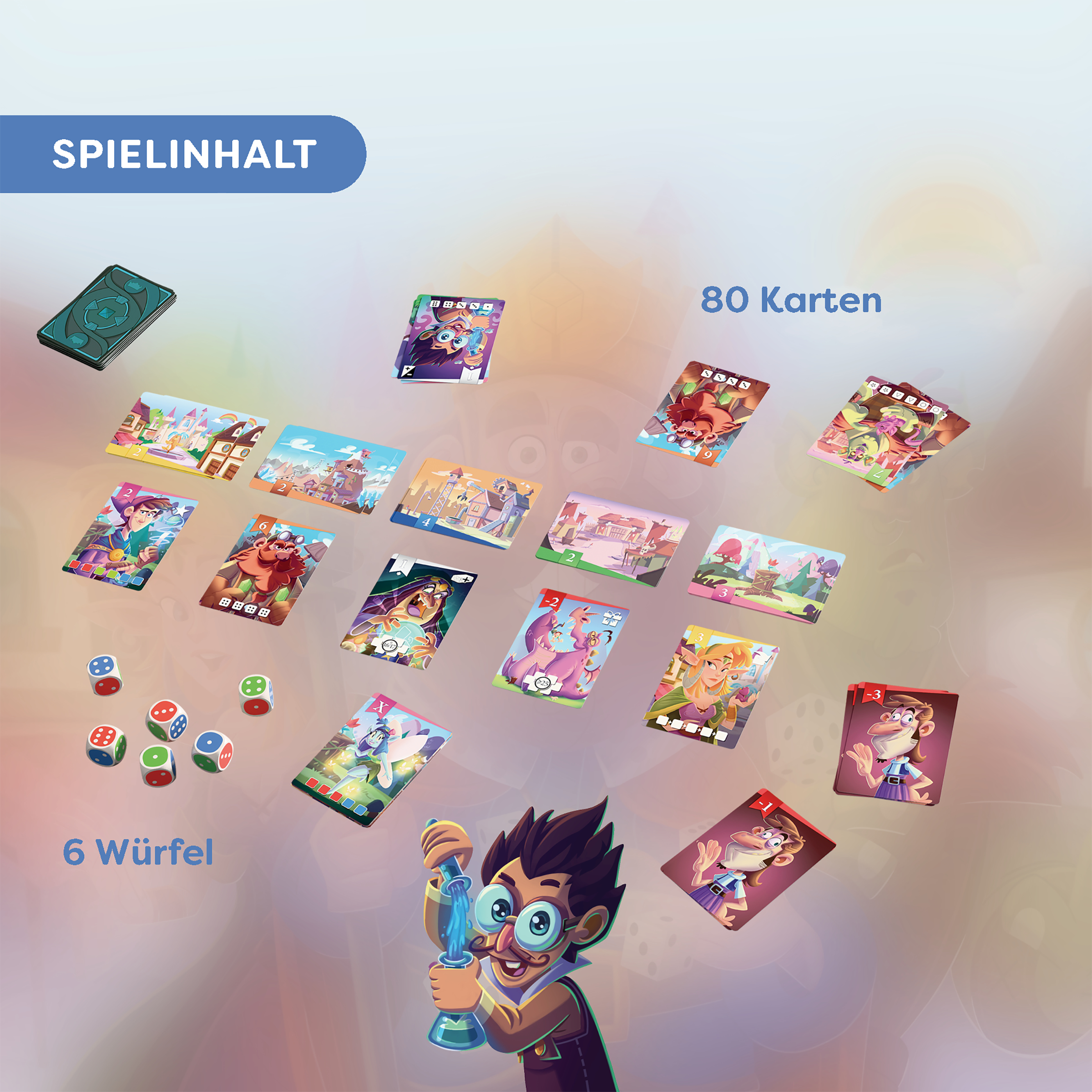 Würfelkönig Redesign Kartenspiel, 80 Karten, Würfel, Spielmaterial, Kinder- & Familienspiel