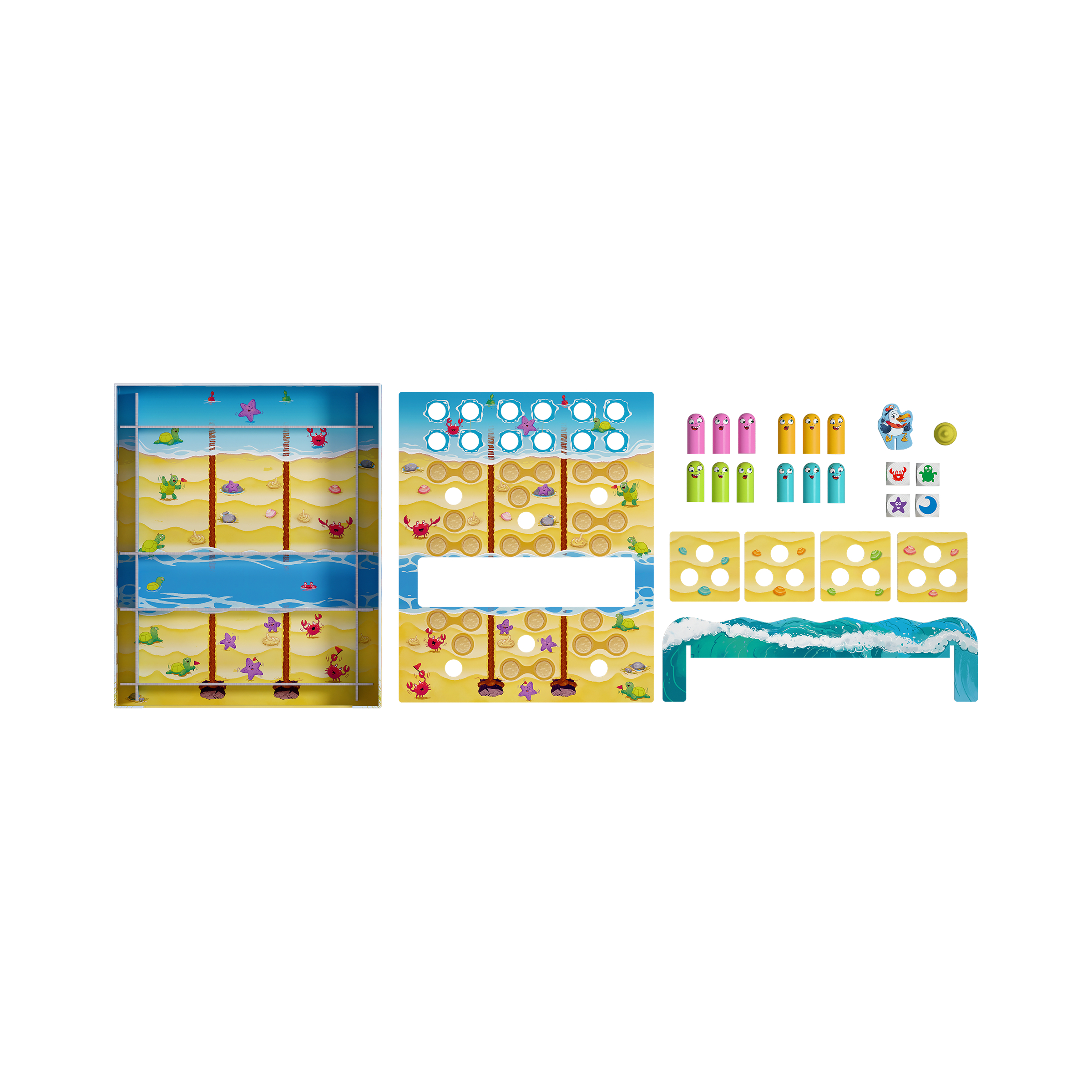 Watt geht ab?! Kinder-Spielwand, Sandkasten-Spielset, Unterwasser-Thema, Holz-Bausteile, Bunte Figuren