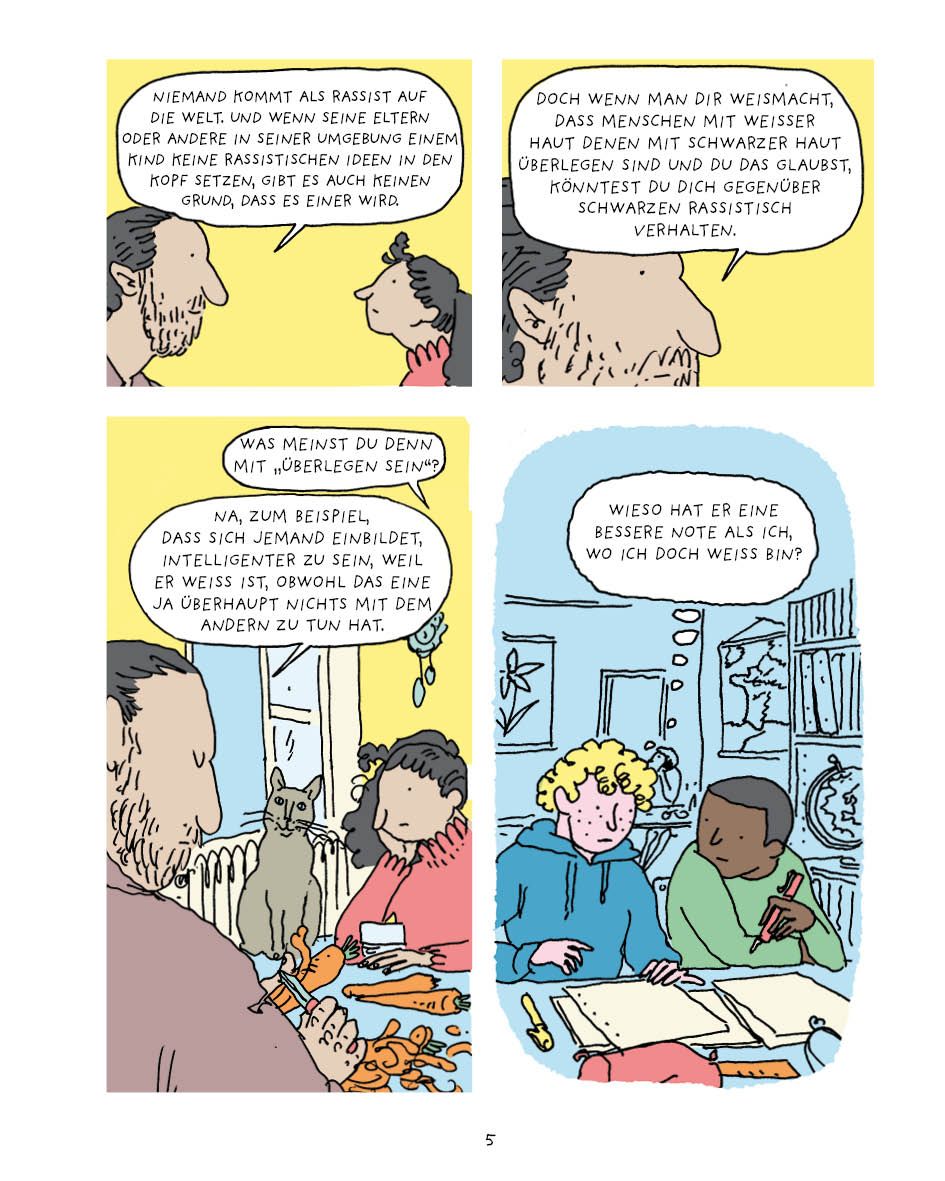 Papa, was ist Rassismus? Comic, Cartoon, Dialog, Humor, Rahmen
