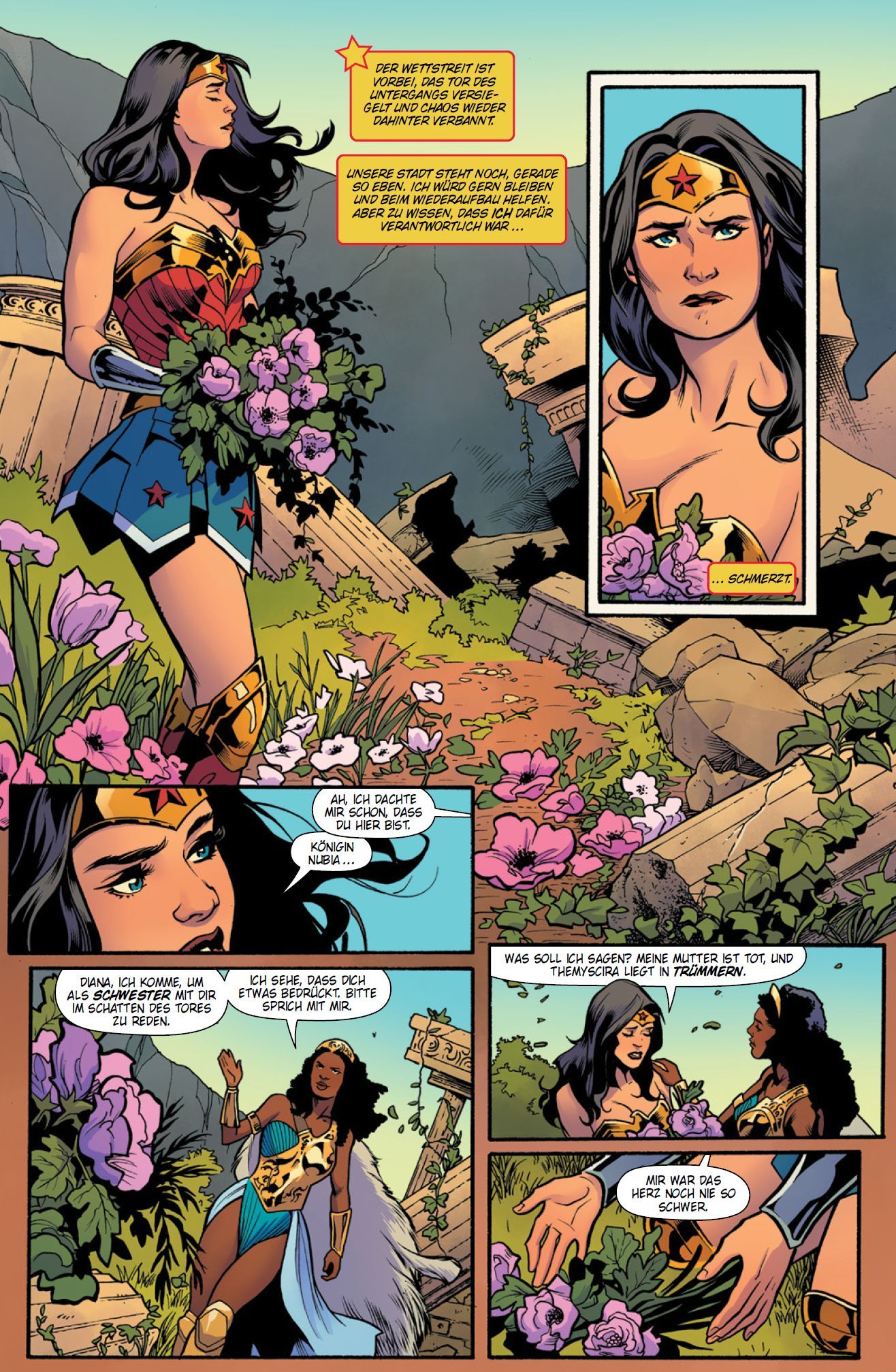 Wonder Woman, Kostüm, Blumenstrauß, Comicszene, Schmuck