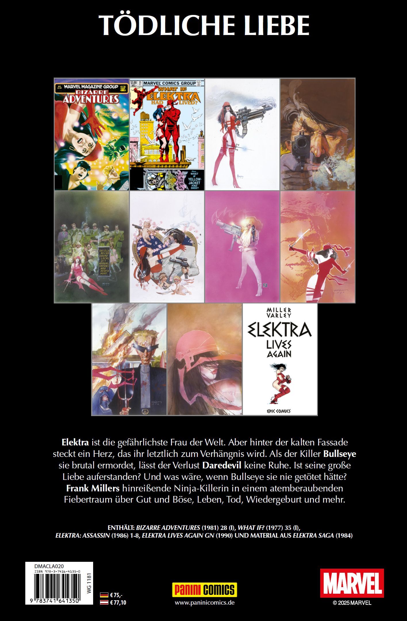 Elektra Collection comic collage, Elektra, Superheldin, Spannung, Farbblock