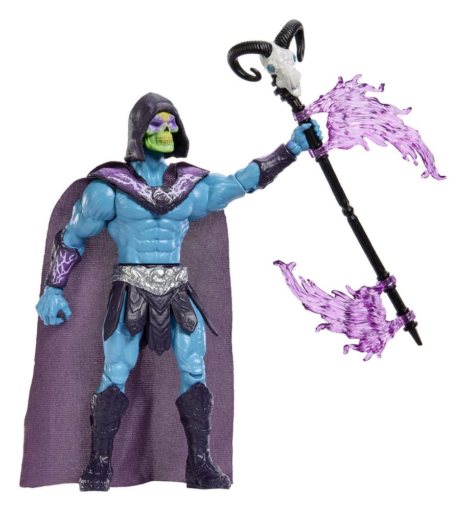 Masters of the Universe 2026 Movie AF: Skeletor 14cm Actionfigur, Skelettfigur, Kapuze Umhang, Stabs, Lila Flamme