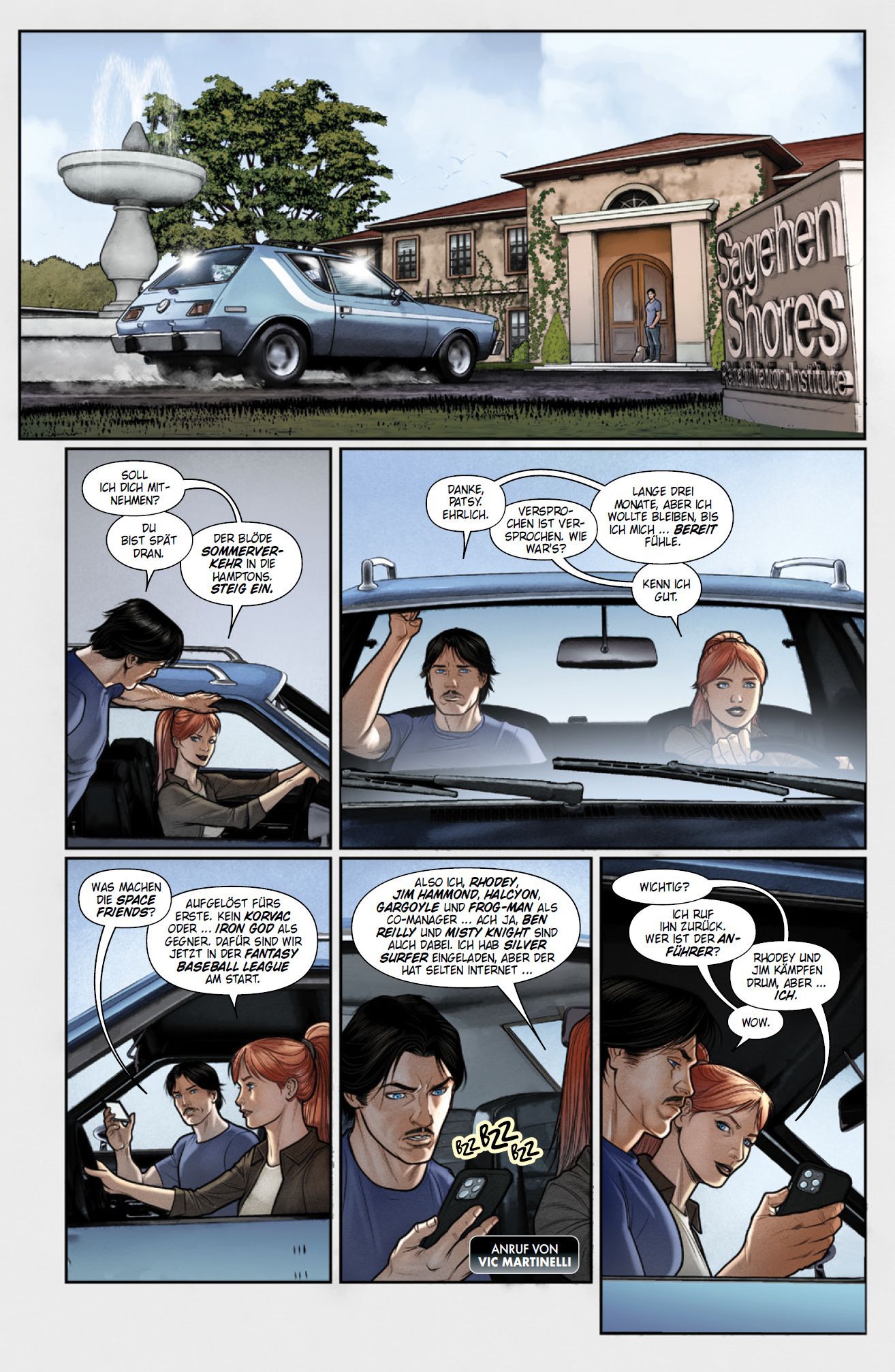 Iron Man: Der Eiserne Bd.4: Am Ende des Weges auto-illustration, auto, villa, fontäne, comic-panel