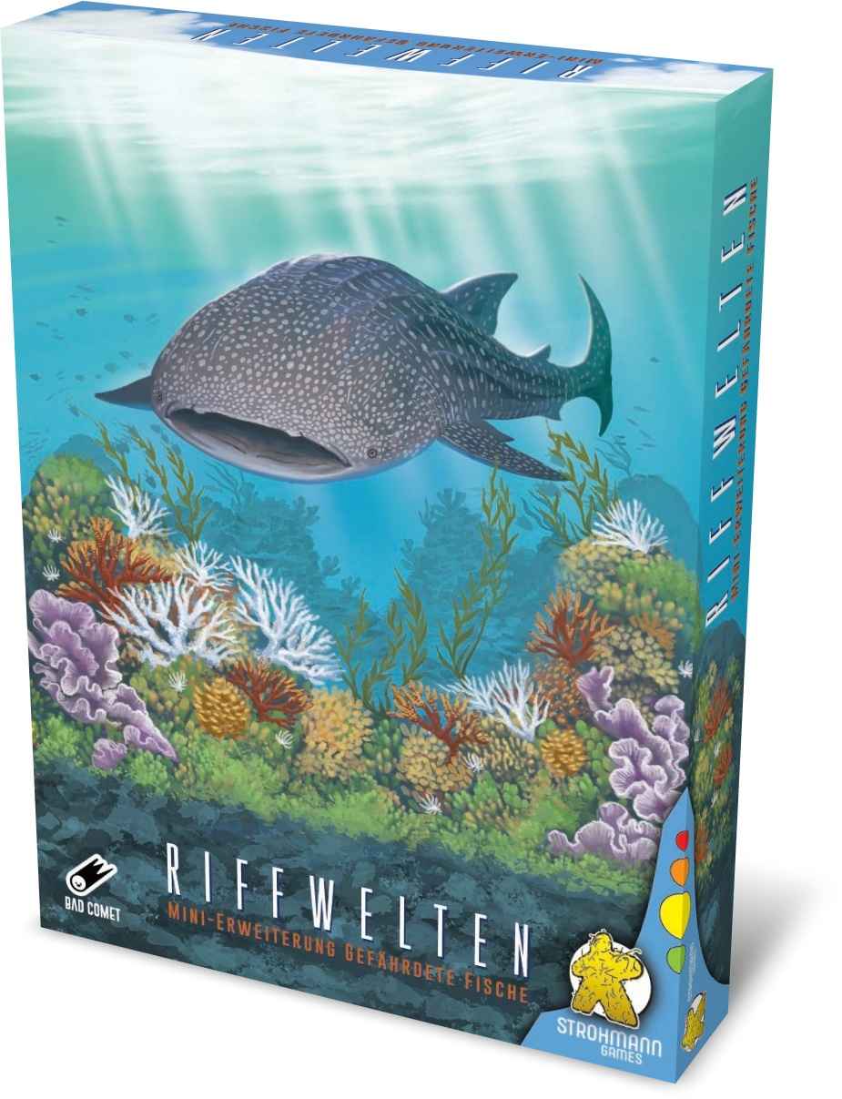 Walhai, Unterwasser-Szene, Korallenriff, Meerestiere, Brettspiel-Box