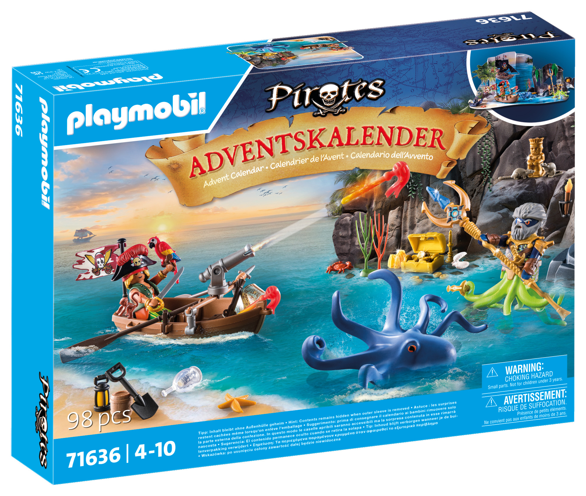 Playmobil: Pirates - Adventskalender Piraten, Abenteuer, Spielset, Meer, Tintenfisch