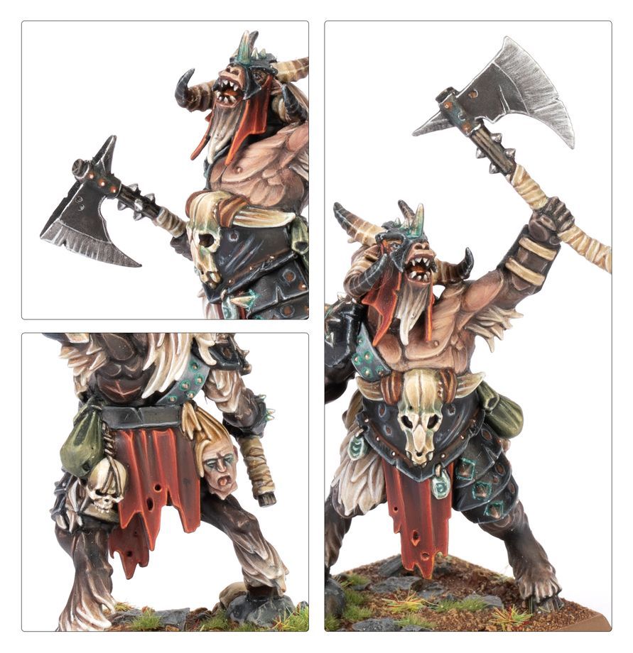 Warhammer: The Old World Beastmen Brayherds - Battle March Army Ork, Axt, Schädel, Rüstung, Miniatur