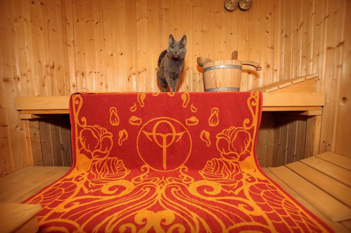 DSA: Saunatuch "Rahja" limitierte Auflage Drinnen, Innenarchitektur, Katze, Säugetier, Haustier