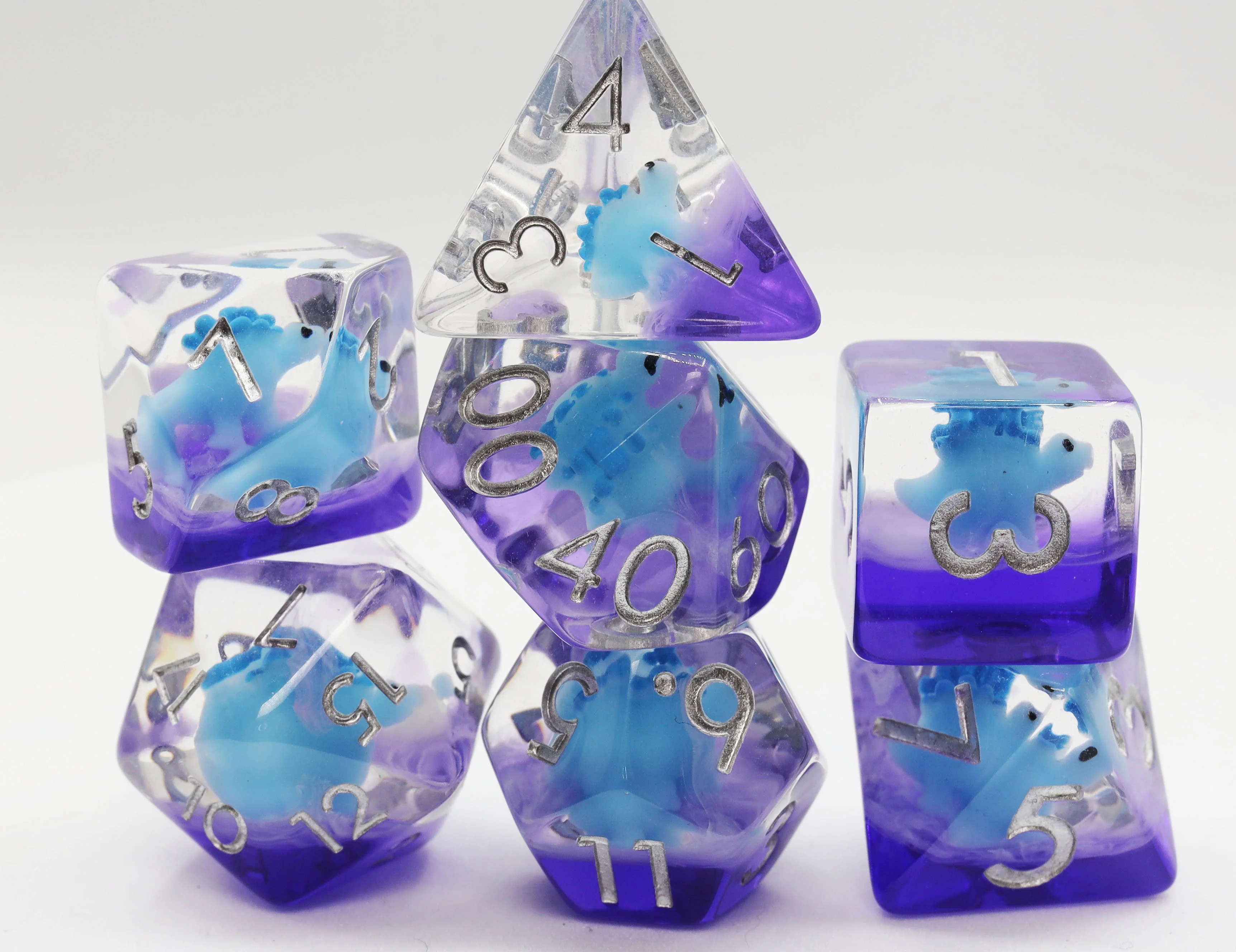 Polyhedral Dice Set: Blue Stegosaurus (7)