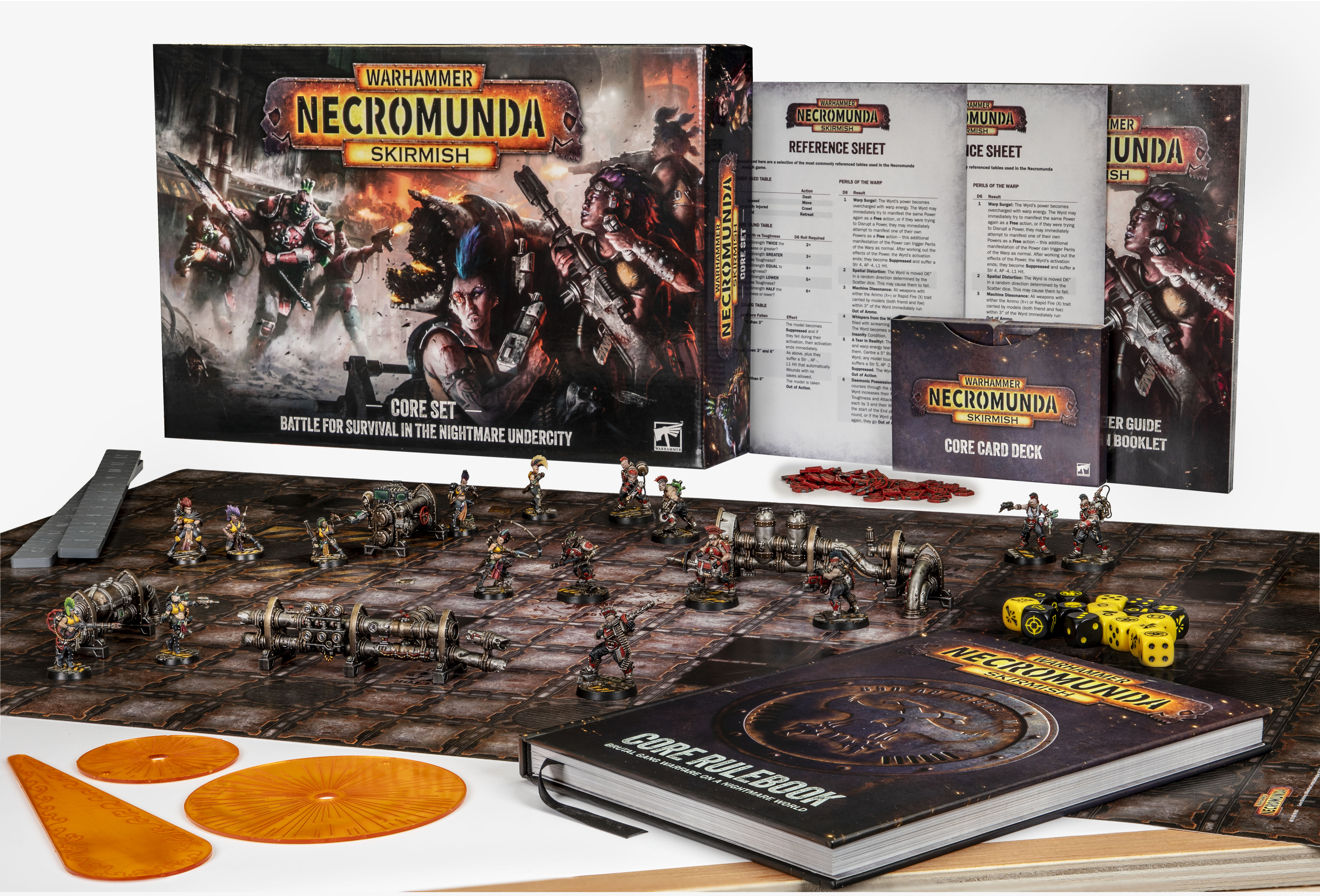 Necromunda: Skirmish Core Set Skirmish-Spiel, Necromunda, Kernset, Figuren, Würfelset