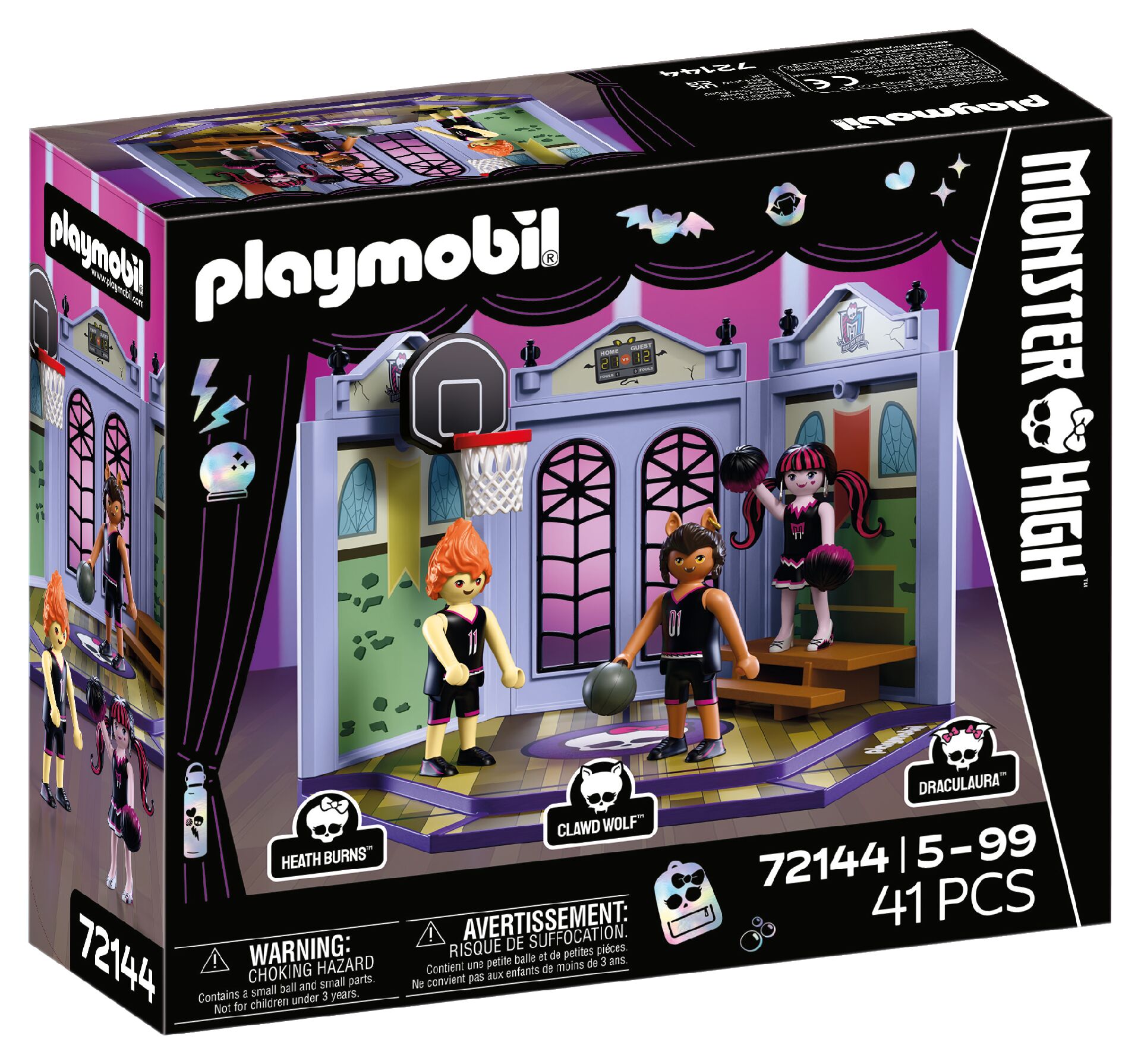 Basketball court, Playset, Doll figures, Purple arena, Dracualaura
