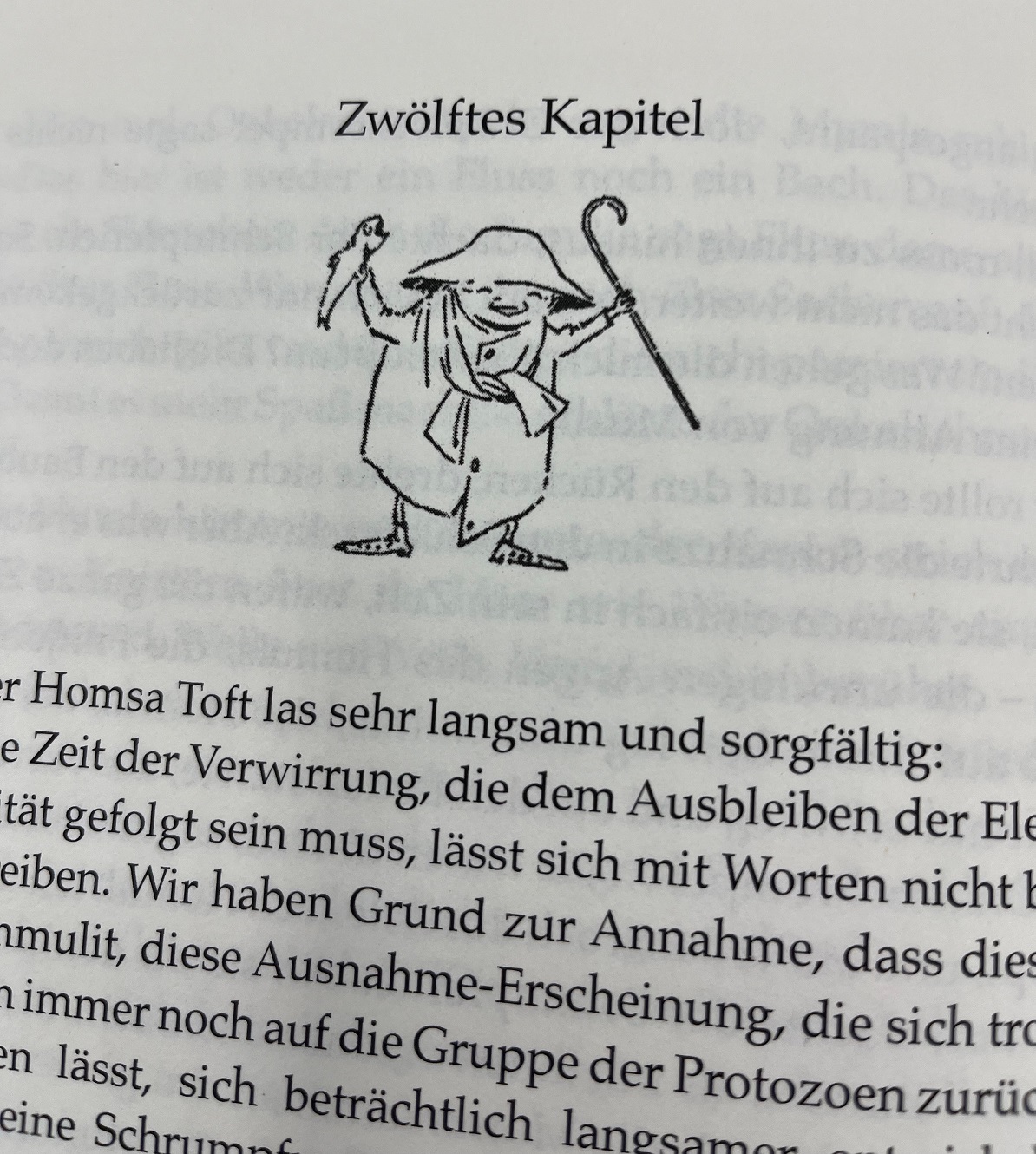 Mumins: Herbst im Mumintal Buchillustration, Zwölftes Kapitel, Kundiges Möhren-ähnliches Bild, Hut, Besen